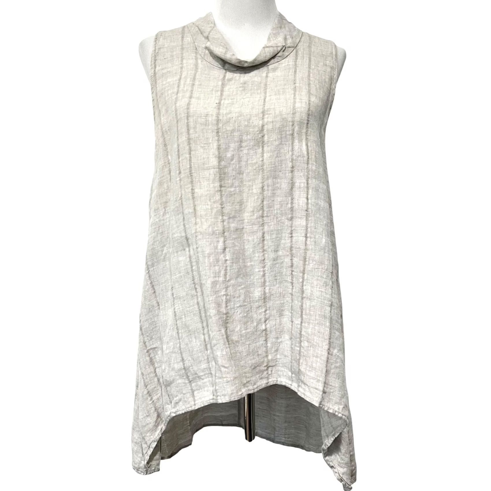 Vintage Chalet Et Ceci Tunic Top Womens Linen Cowl Neck Hi Low Size S Beige Blouse Sleeveless Artsy Lagenlook Womens Size S / US 4 / IT 40 - 2 Thumbnail