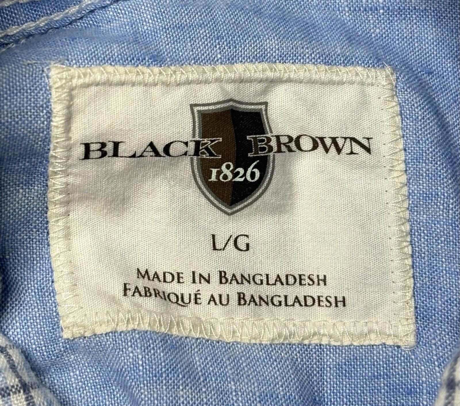 Black Brown 1826 Black Brown 1826 Linen Shirt Men's Large Plaid Blue Size US L / EU 52-54 / 3 - 2 Thumbnail