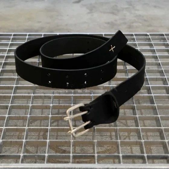 Ma+ M.A+ Vintage Distressed Double Silver Buckle Black Belt S Size ONE SIZE - 1 Thumbnail