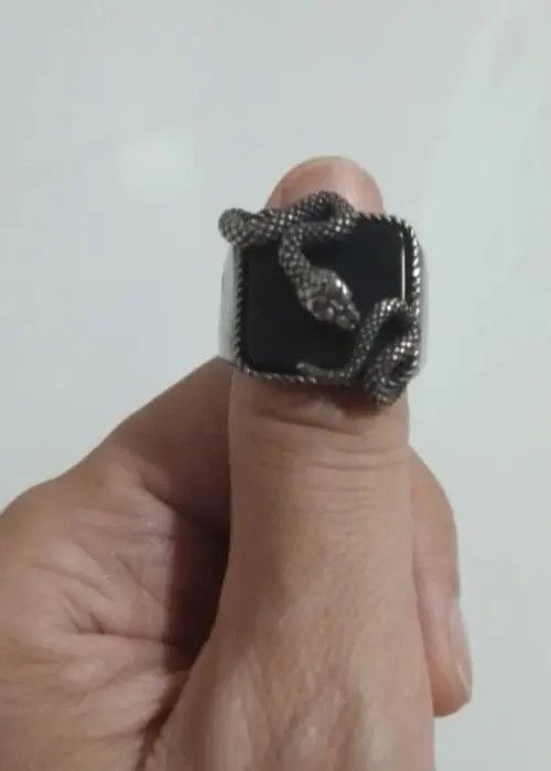 Designer × Jewelry Black Stone Snake Bite Ring Size ONE SIZE - 2 Thumbnail