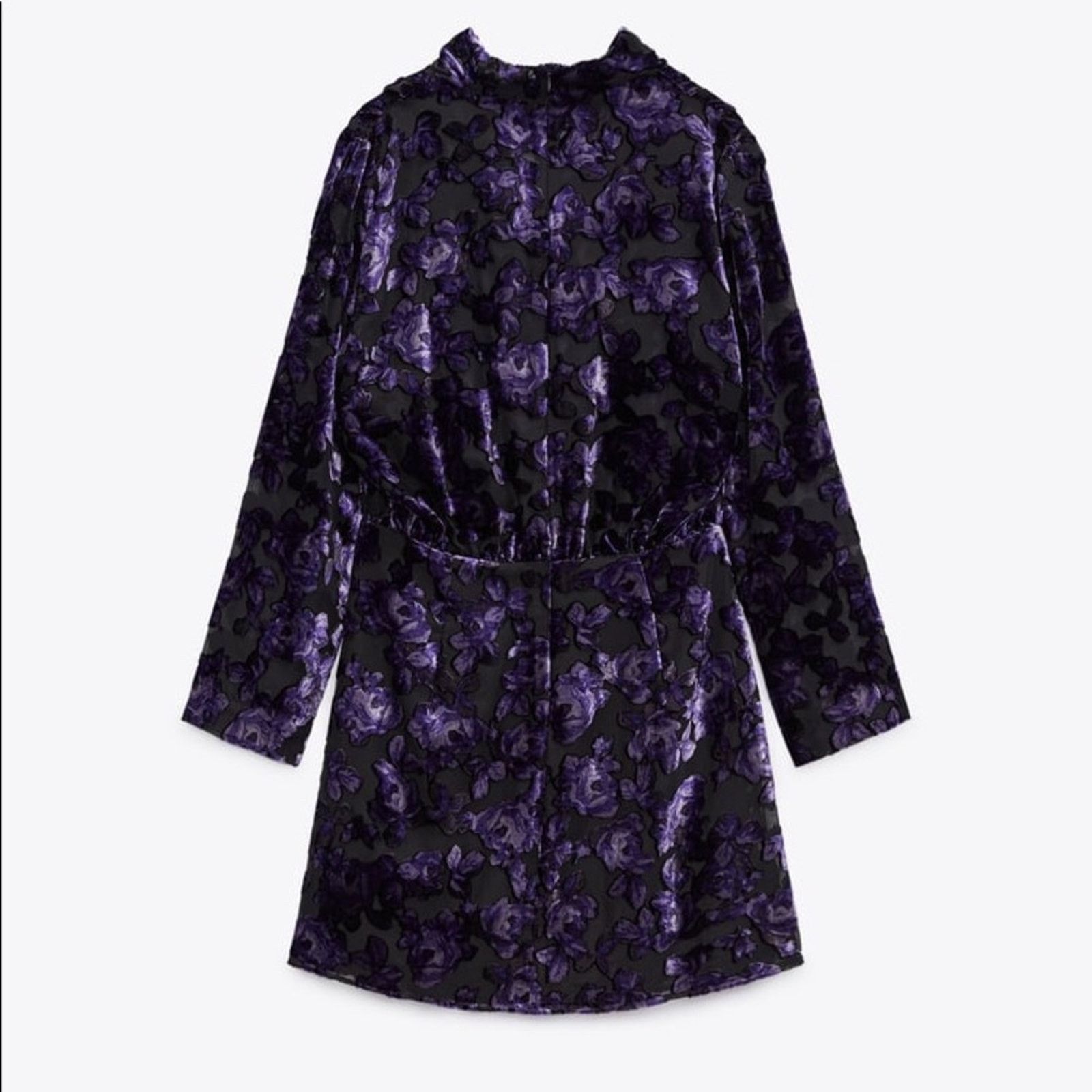 Zara ZARA BLOGGER FAVORITE VELVET TRIM DRESS PURPLE Size XS / US 0-2 / IT 36-38 - 12 Thumbnail