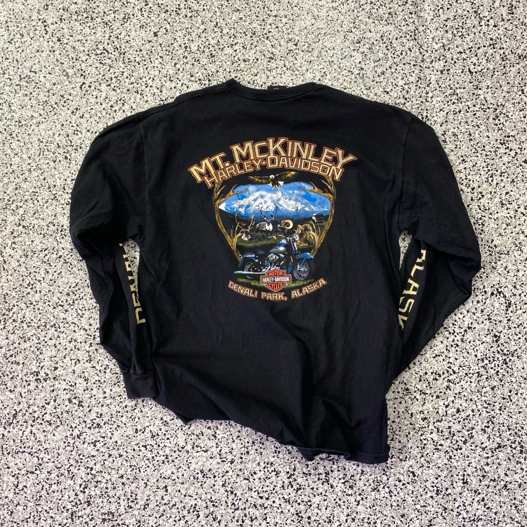 Harley Davidson VINTAGE Harley-Davidson T Shirt Adult XL Black Denali Park Alaska Motorcycle Graphic Print Short Sleeve Crew Neck Men Mens Size US XL / EU 56 / 4 - 6 Thumbnail