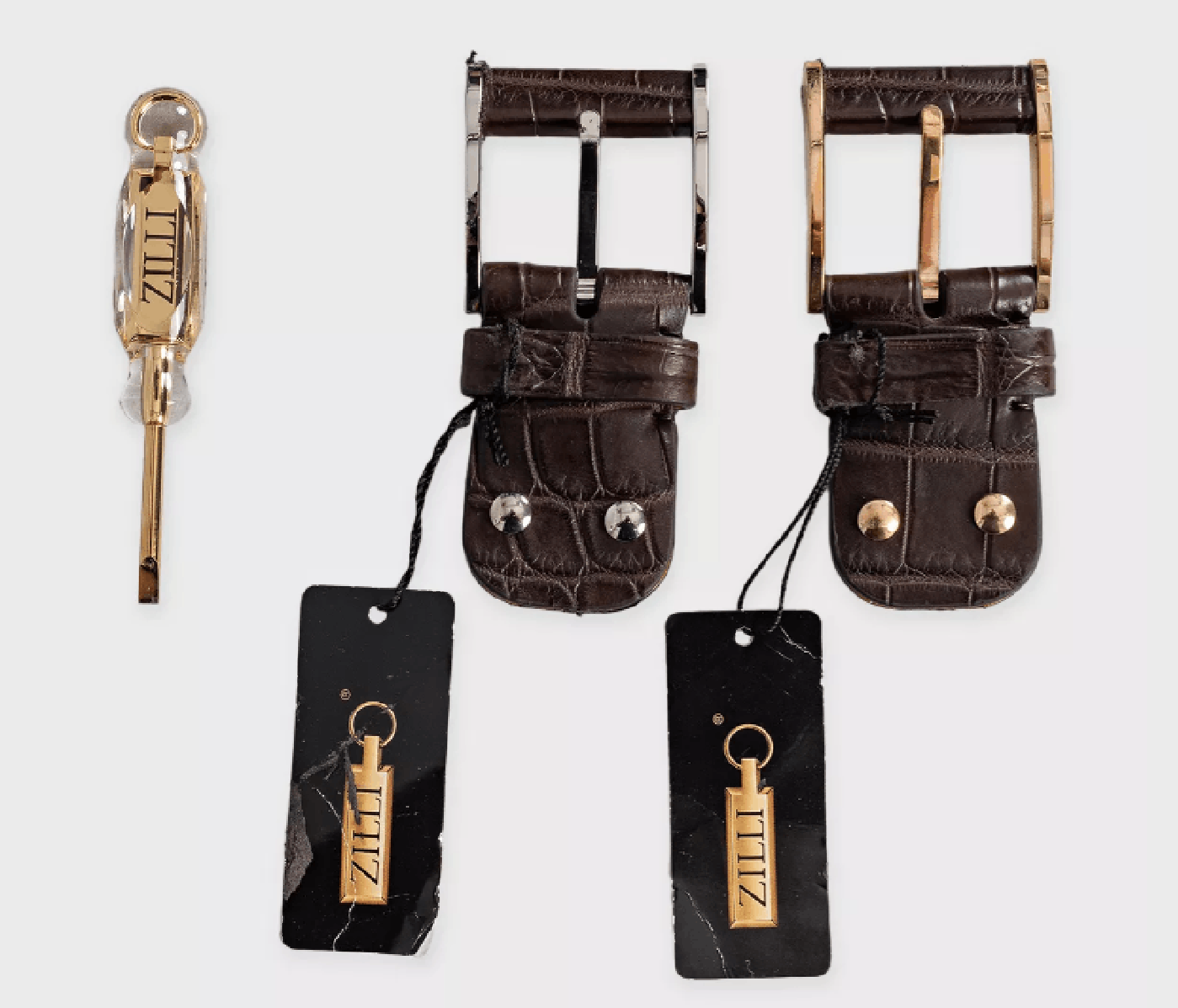 Zilli Zilli Crocodile Leather Belt with Interchangeable Buckles Size ONE SIZE - 6 Thumbnail