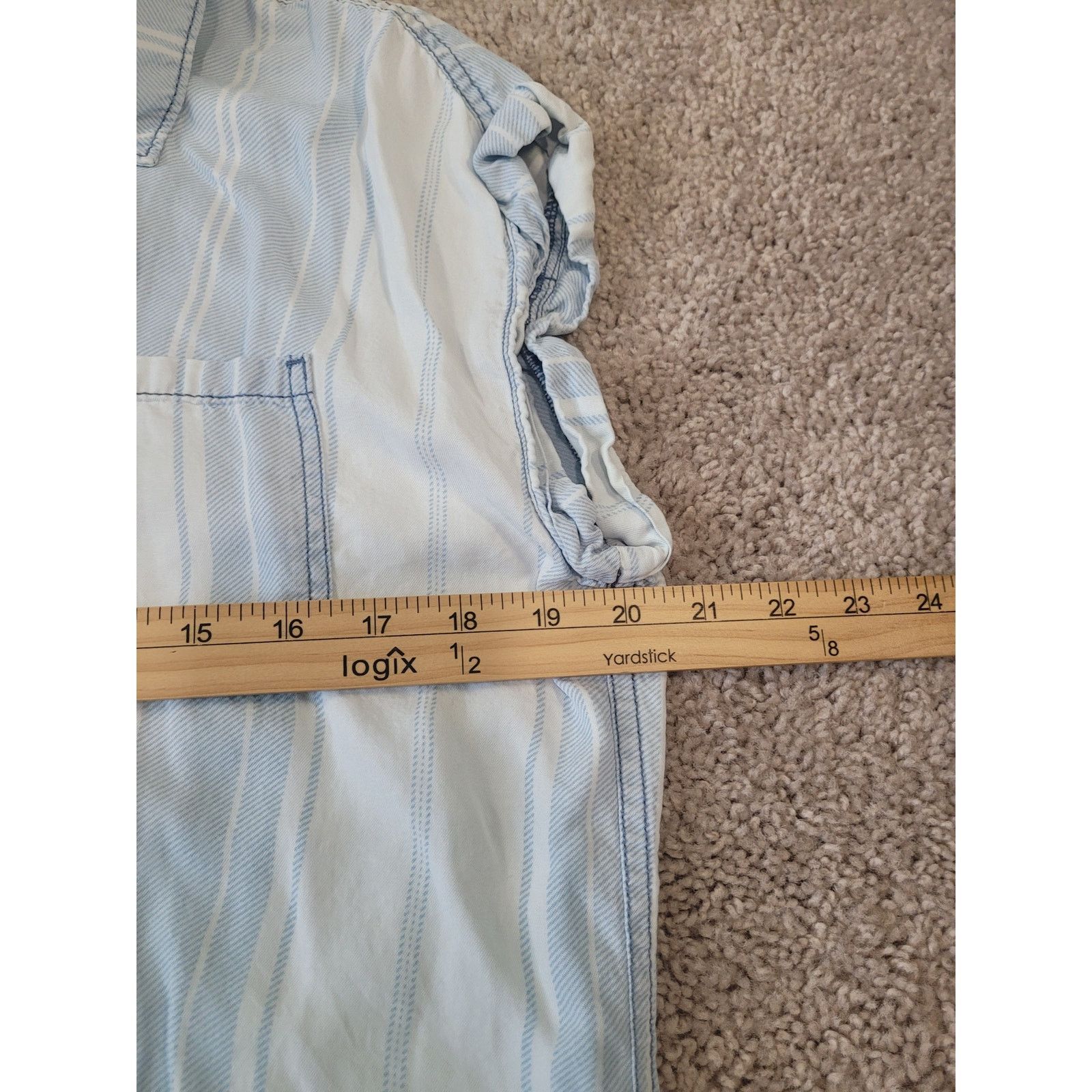 Mossimo Mossimo Striped Lyocell Blouse Blue White Button Front M Size M / US 6-8 / IT 42-44 - 7 Thumbnail