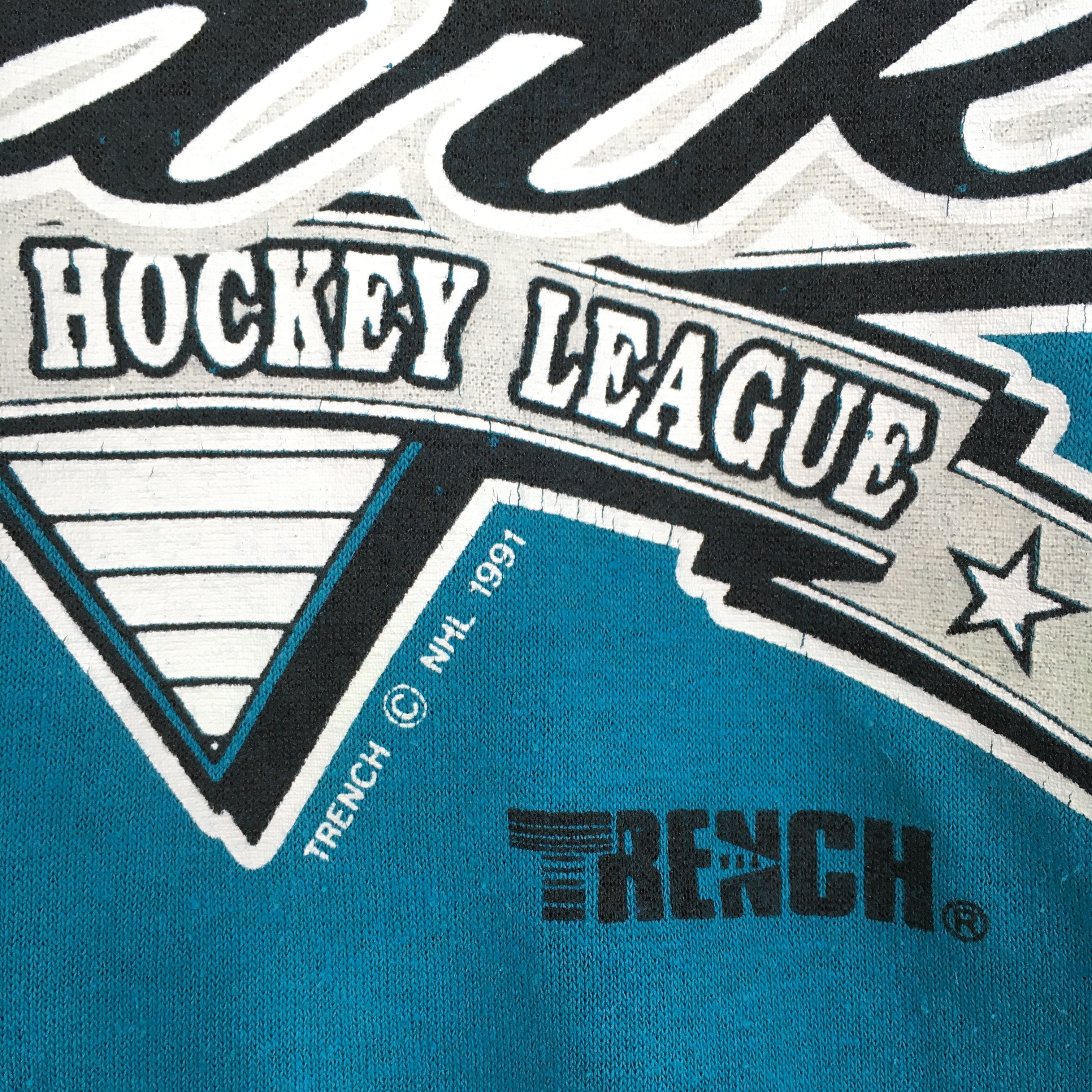 NHL × Vintage Vintage 90's San Jose Sharks Hockey NHL T shirt XLarge Size US XL / EU 56 / 4 - 4 Thumbnail