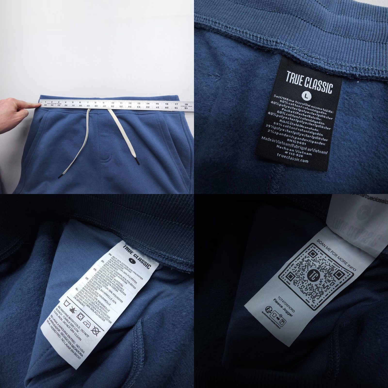 Vintage True Classic Fleece Jogger Sweatpants Mens Large Blue Regular Jogger Pants Gear Pattern Solid Slouchy Casual Mens Size US 33 - 8 Thumbnail