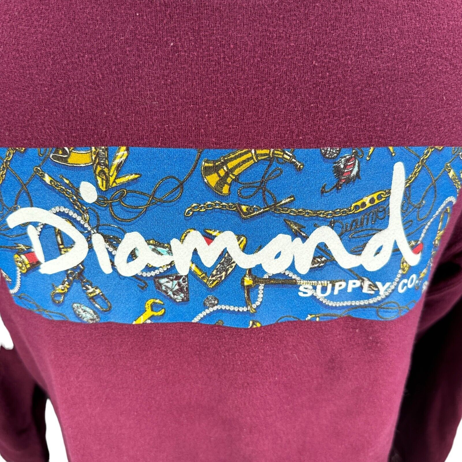 Diamond Supply Co. Diamond Supply Co Sweatshirt Medium Red Wine Streetwear Size US M / EU 48-50 / 2 - 4 Thumbnail