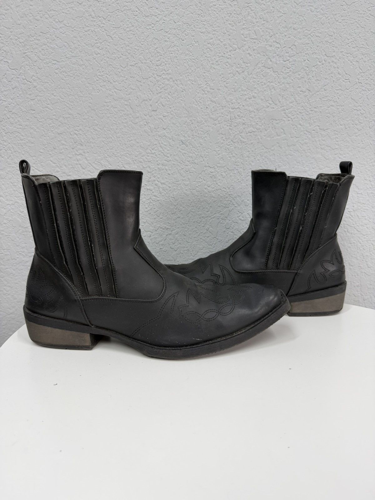 If Six Was Nine AS 98 Vibe Artisan Black Leather Side Cowboy Biker Boots Size US 12.5 / EU 45-46 - 1 Thumbnail