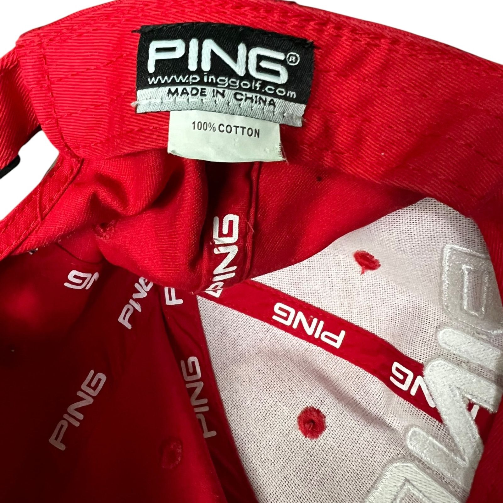 PING Ping G10 Hat Cap Red Adjustable Strapback Golf Tournament Size ONE SIZE - 4 Thumbnail