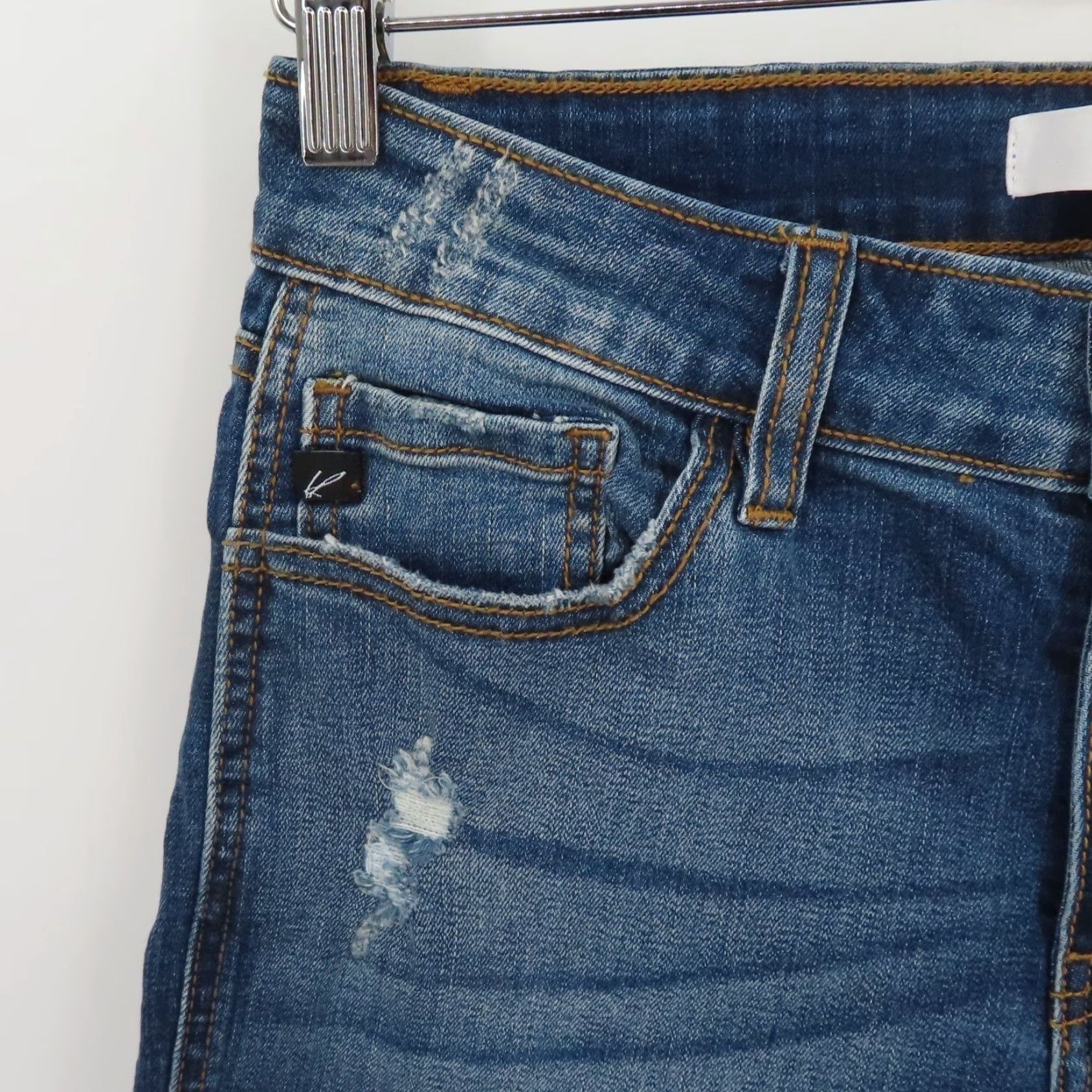 Vintage KanCan Jeans 28 Blue Distressed Denim Skinny 5-Pocket Pockets Twisted Seam Women Modern Casual Pants Size 28" / US 6 / IT 42 - 3 Thumbnail