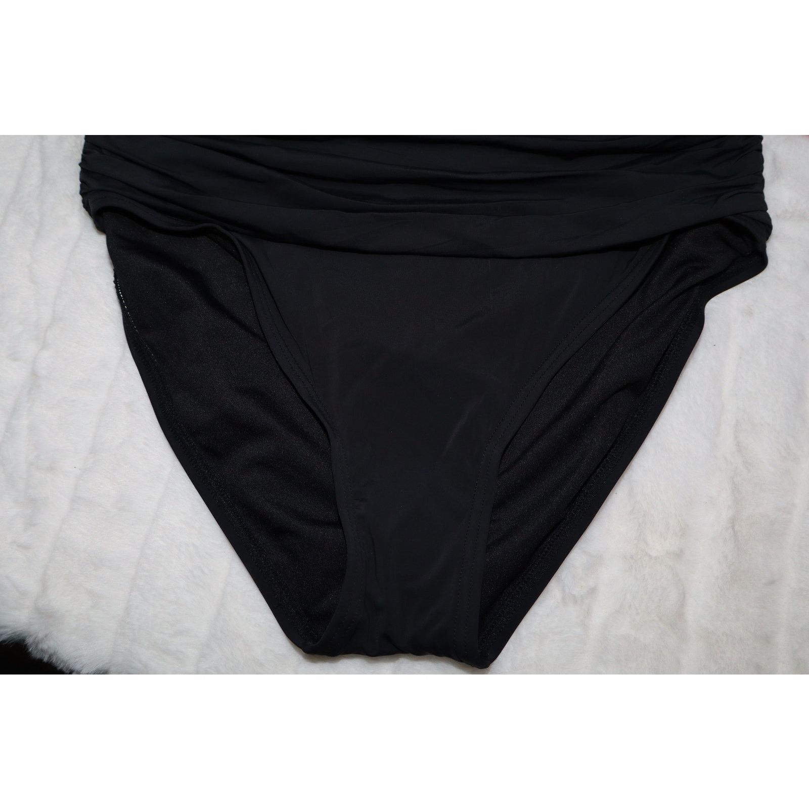 Kate Spade Kate Spade Women's Ruched High-waist Bikini Bottoms In Black Size ONE SIZE - 5 Thumbnail