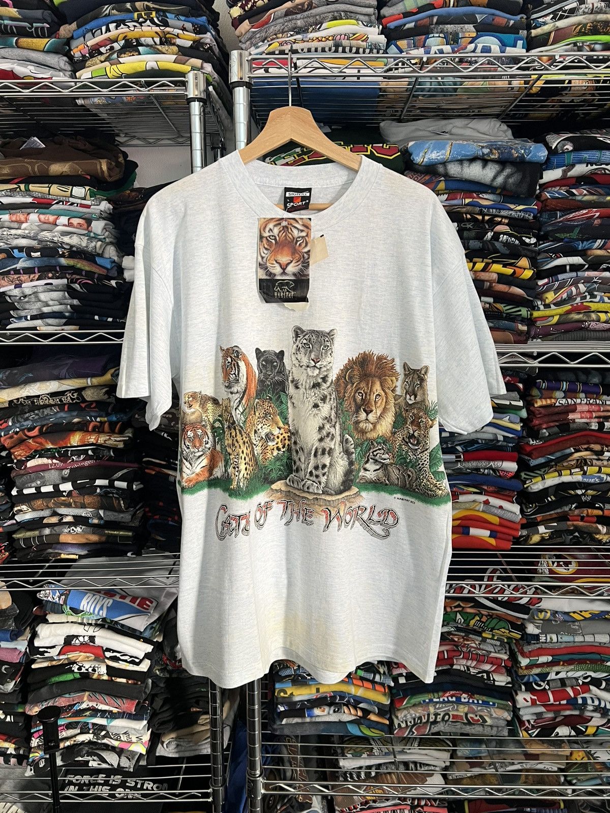 Habitat 1992 Cats of the World Animal Nature Single Stitch Tee Size US L / EU 52-54 / 3 - 1 Thumbnail