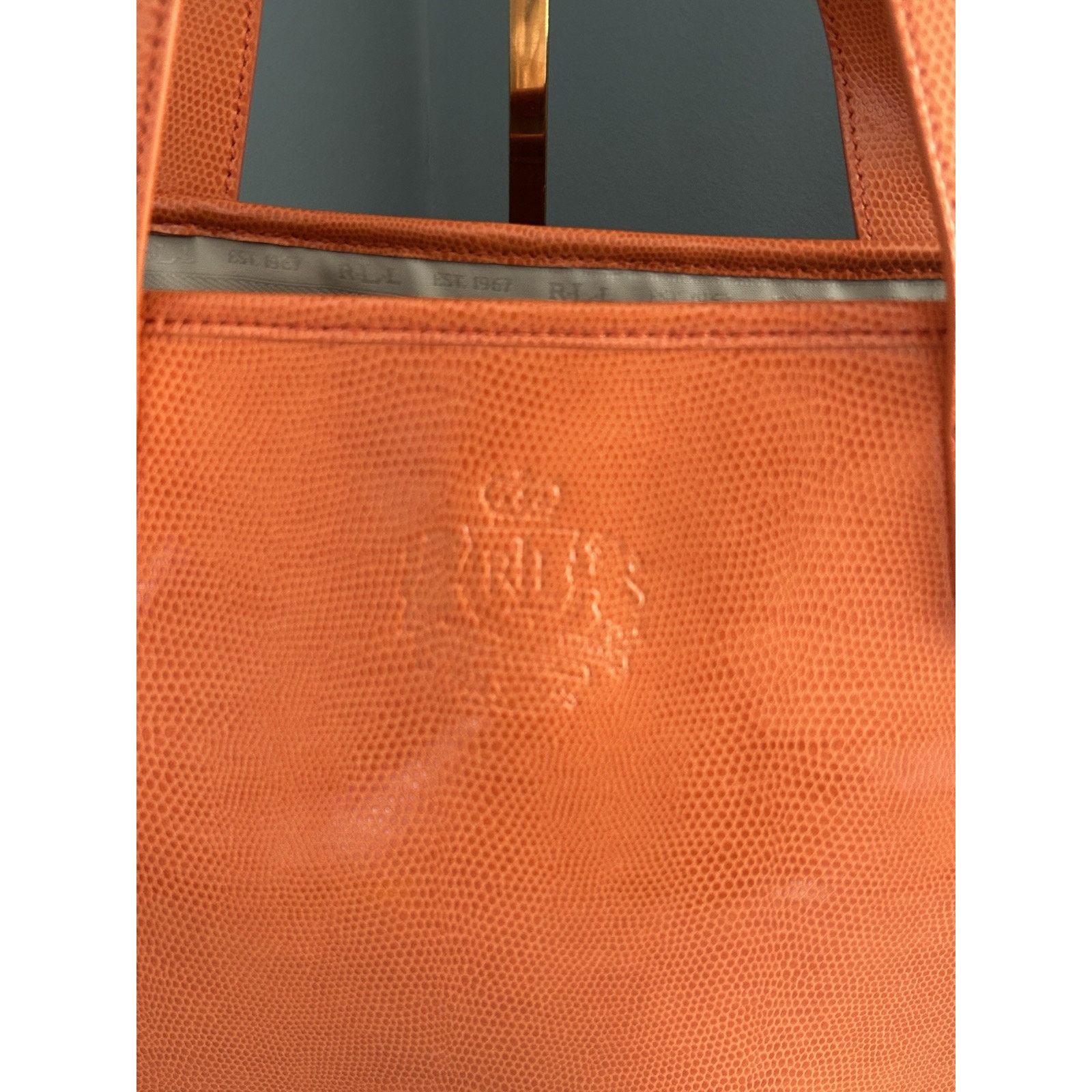 Lauren Ralph Lauren New Ralph Lauren Orange Newton Classic Tote Bag Snakeskin Size ONE SIZE - 14 Thumbnail