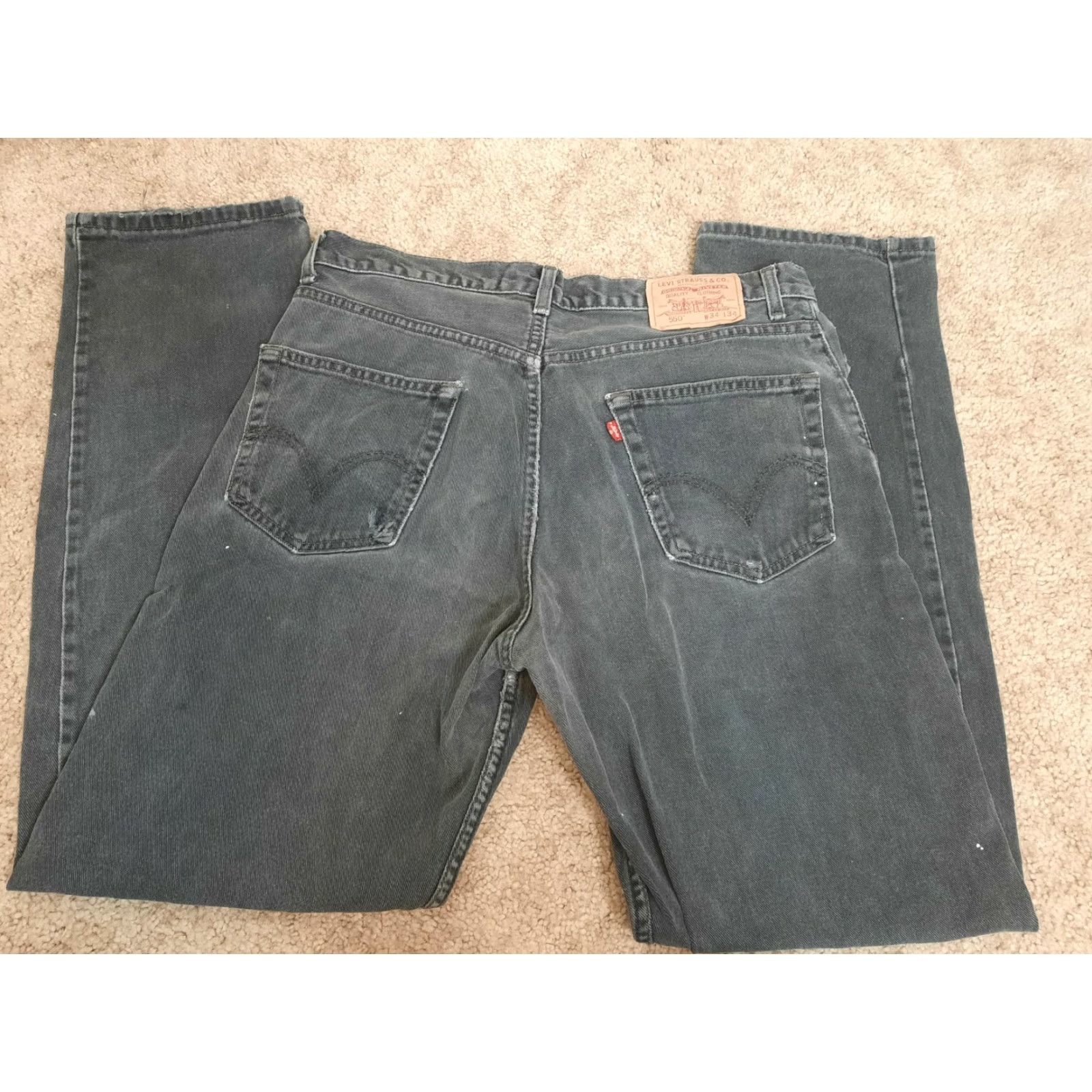 Levi's VINTAGE Levi's Jeans 34x32 Black Cotton 550 Regular Fit Straight Men 90s Distressed Pockets Mens Size US 34 / EU 50 - 6 Thumbnail