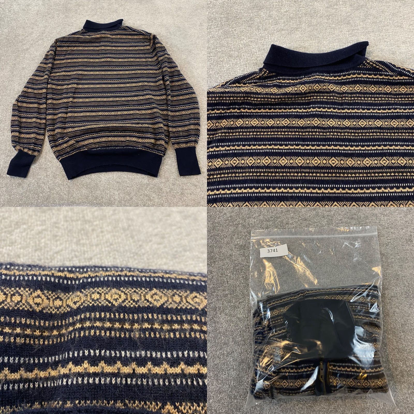 Johnston & Murphy VINTAGE Johnston & Murphy Mens Sweater Medium Collared Pullover Wool Striped All Seasons Size US M / EU 48-50 / 2 - 8 Thumbnail