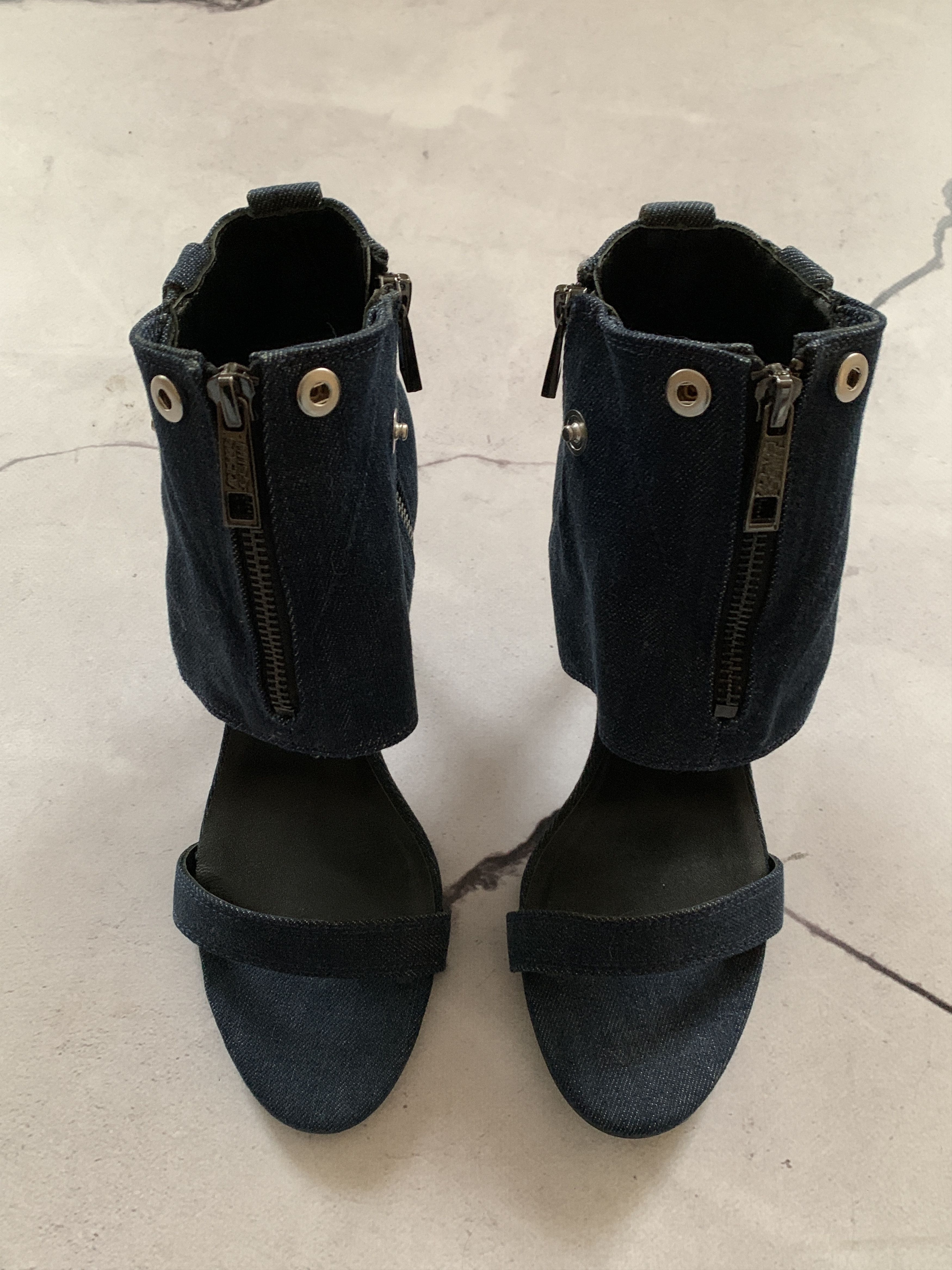 Miss Sixty Miss Sixty Blue Denim Ankle High Heels Zipper Y2K Grunge Size US 8.5 / IT 38.5 - 3 Thumbnail