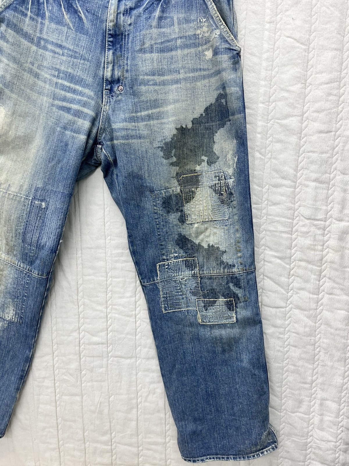MasterPiece × Vintage ARCHIVE💥MASTERPIECE RECONSTRUCTED DOUBLE KNEE DENIM Size US 35 - 3 Thumbnail