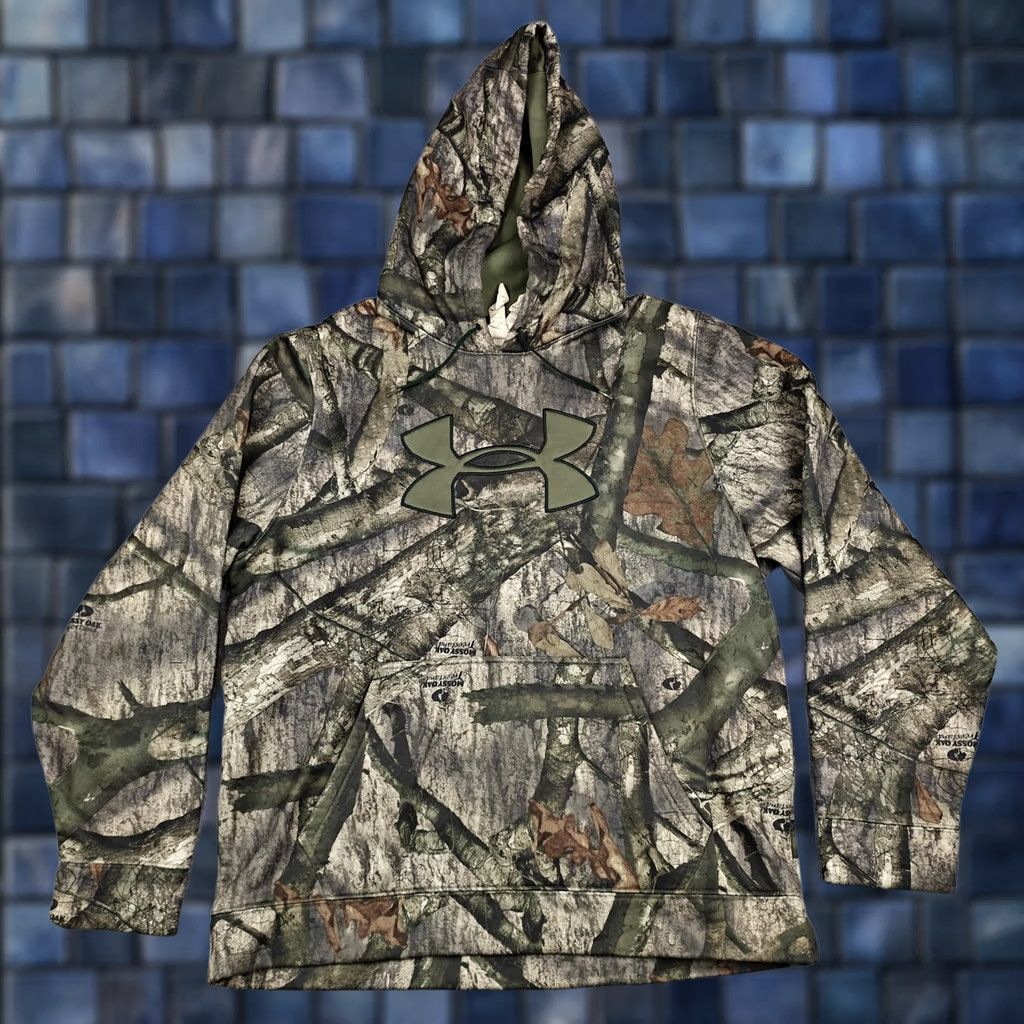 Under Armour Under Armour Hoodie Mens Large Green Mossy Oak Camo ColdGear Fleece Pullover Size US L / EU 52-54 / 3 - 1 Thumbnail