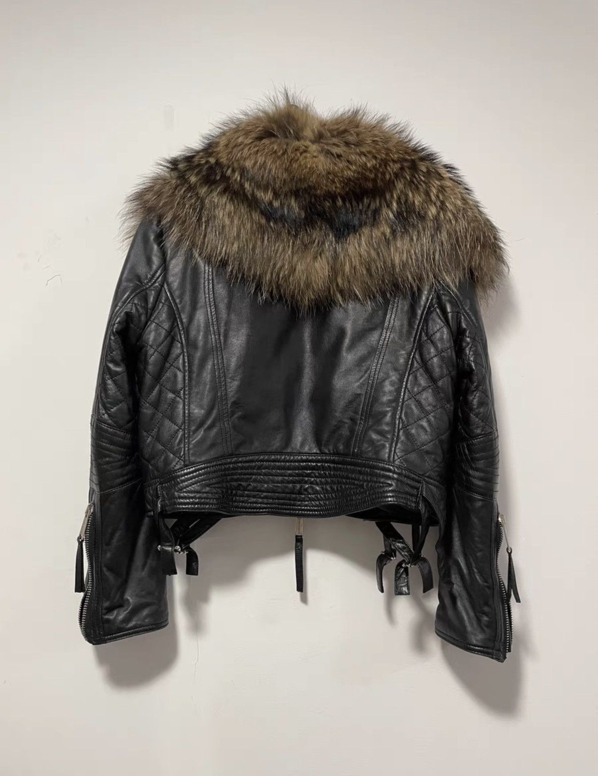 Dsquared2 Dsquared2 Oversized Fur Collar Short Leather Biker Jacket Size US M / EU 48-50 / 2 - 2 Thumbnail
