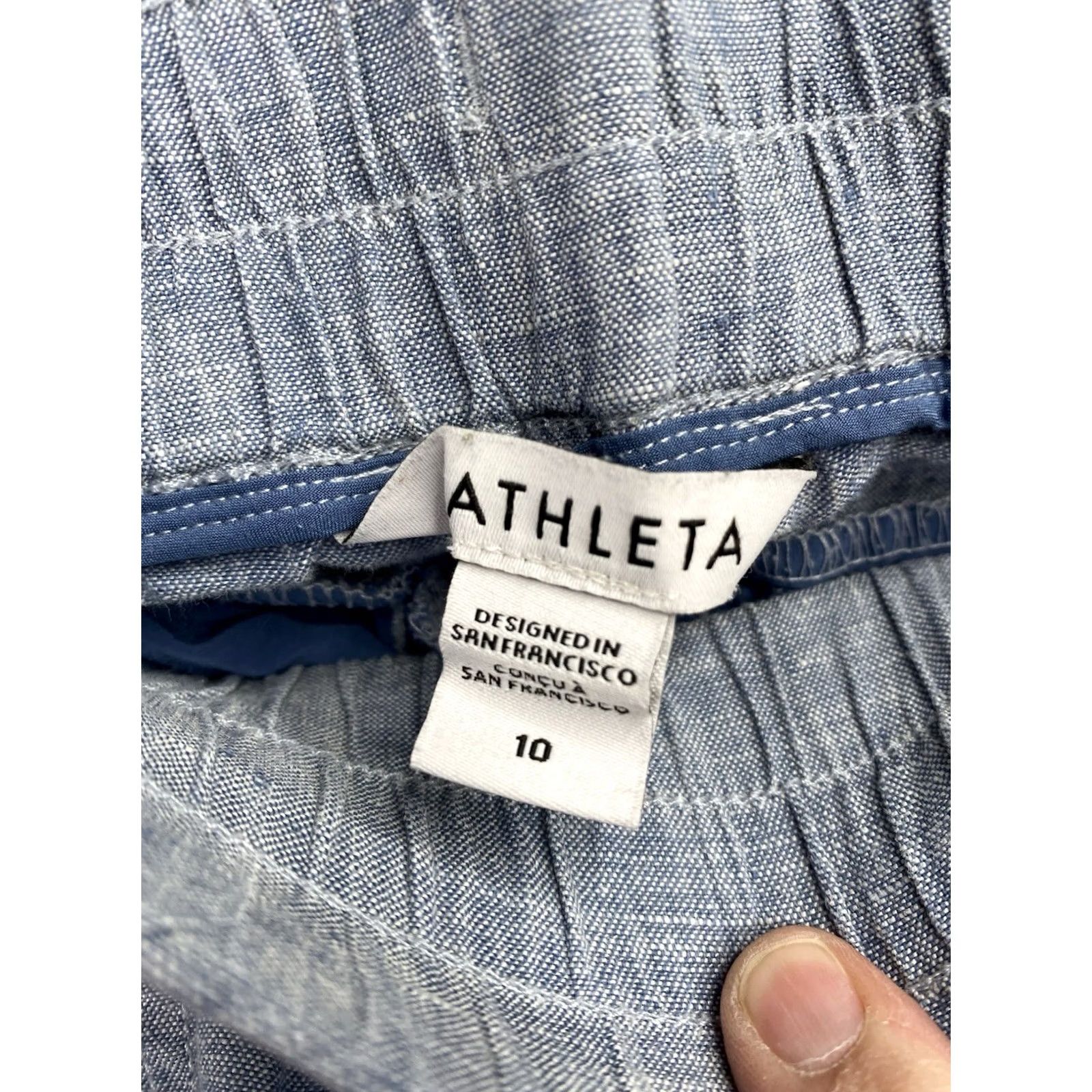 Athleta Athleta Cabo Pants Women's 10 Chambray Linen Jogger Tapered Inseam 27 in Blue Pockets Athletic City Outdoor Size 32" / US 10 / IT 46 - 6 Thumbnail
