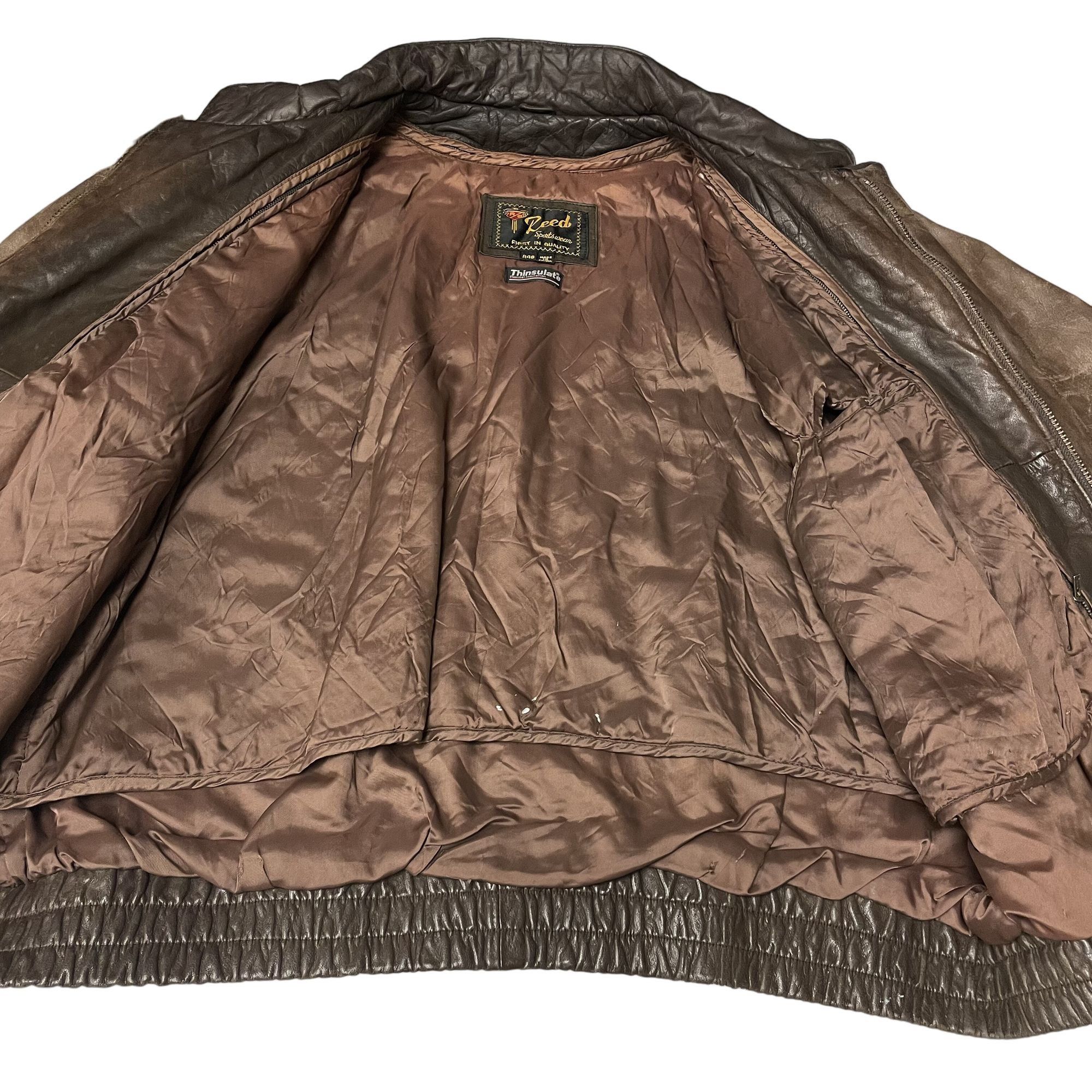Other Vtg Reed Brown Distressed Leather Bomber FLIGHT Jacket Size US XL / EU 56 / 4 - 5 Thumbnail