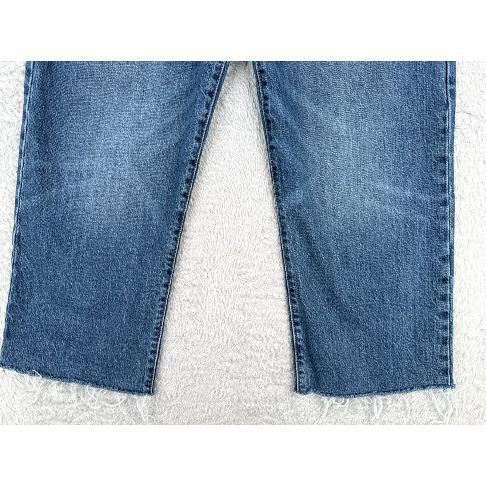Levi's Levis Jeans Women Blue Distressed Premium Straight 31 24" Inseam 30x24 Vintage No 5-Pocket Design Button Zipper Denim Cotton Blend Shirt? Size 24" / US 00 / IT 34 - 2 Thumbnail