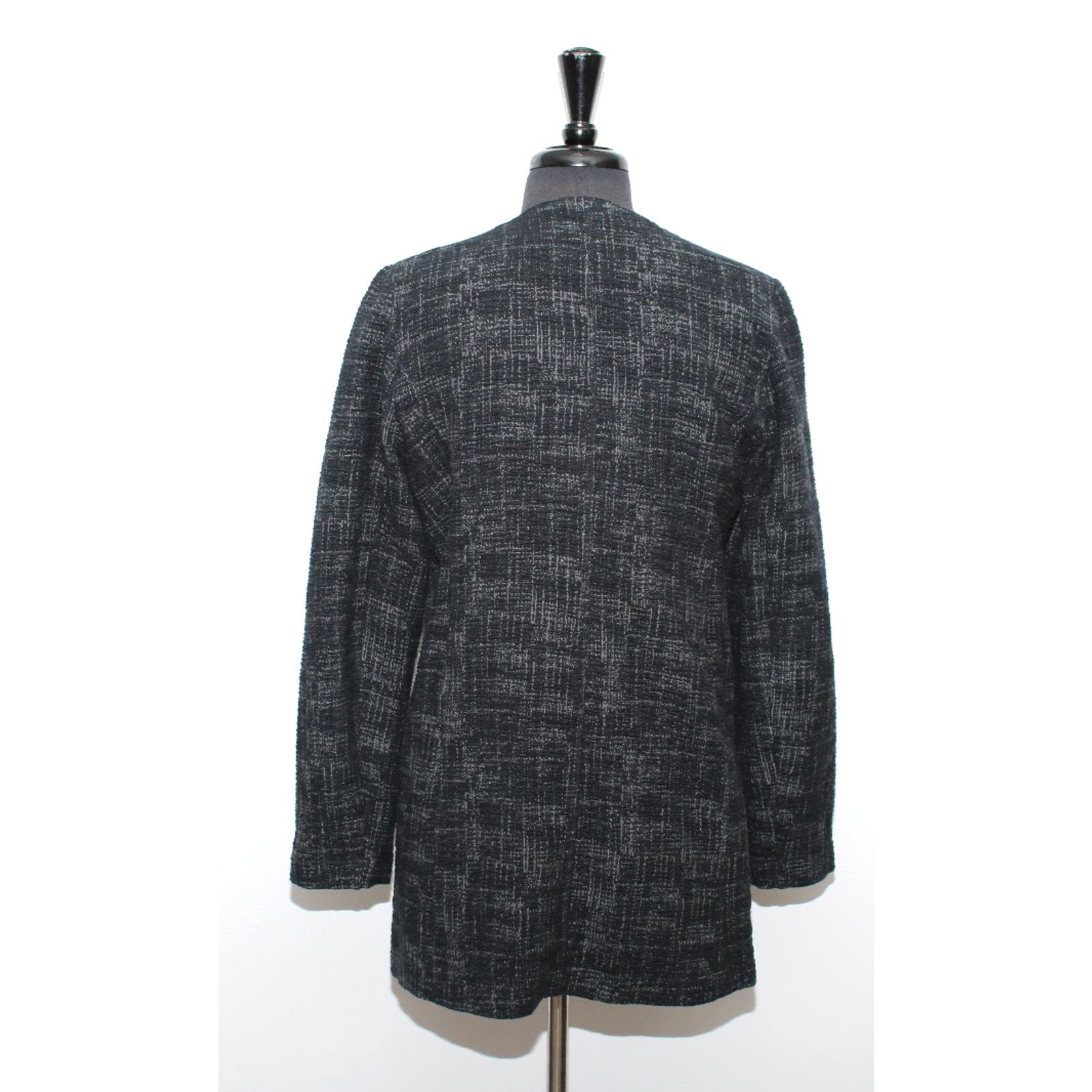 Eileen Fisher EILEEN FISHER Crosshatch Open Front Long Knit Coat Jacket M Size M / US 6-8 / IT 42-44 - 4 Thumbnail