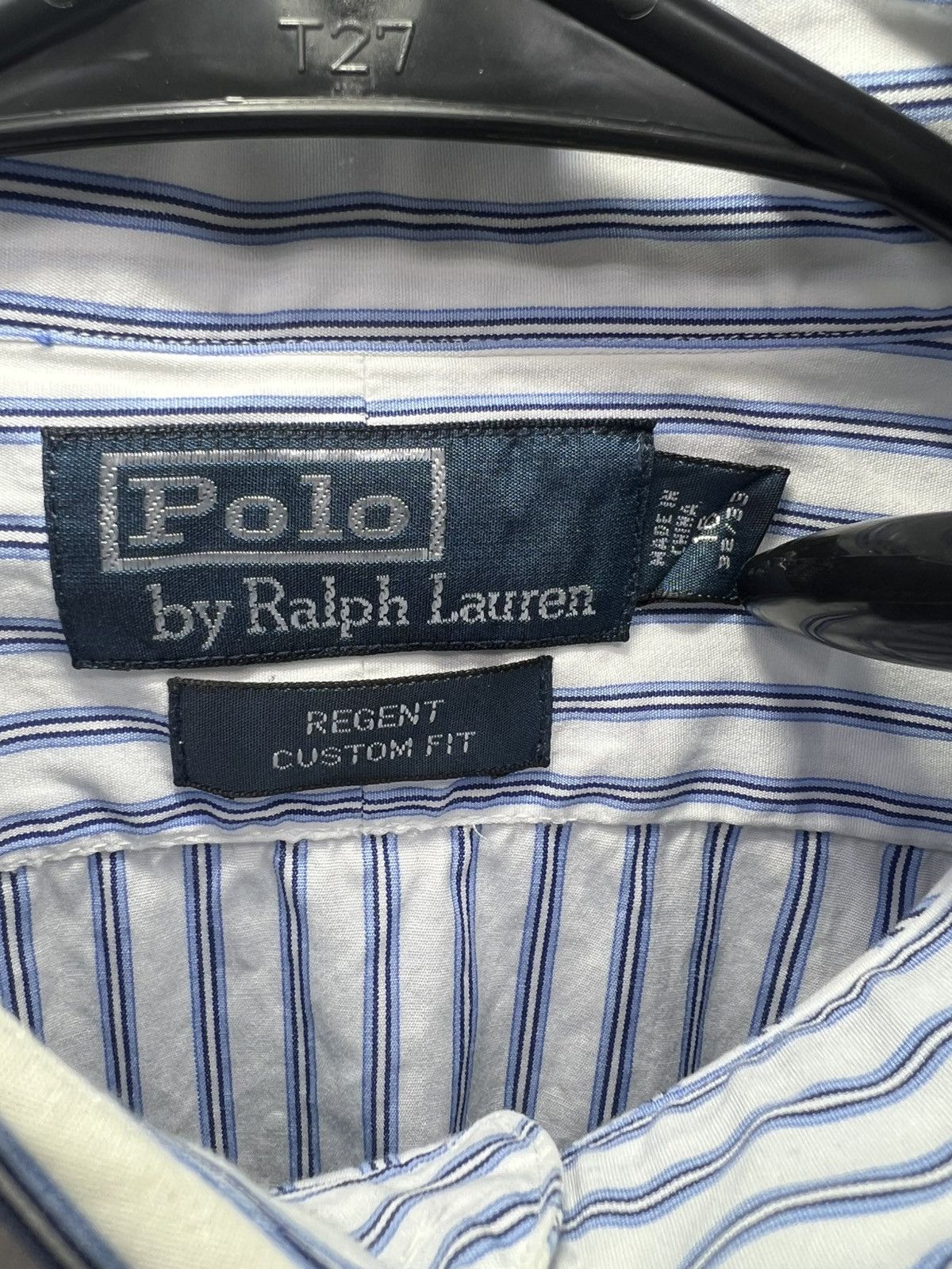 Designer × Polo Ralph Lauren × Vintage Polo Ralph Lauren Mens Shirt Blue Striped Regent Fit Size 16 Size US S / EU 44-46 / 1 - 2 Thumbnail