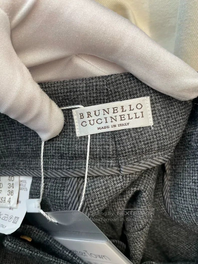 Brunello Cucinelli Brunello Cucinelli Dark Gray Beaded Raw Wool Casual Pants Size 26" / US 2 / IT 38 - 8 Thumbnail