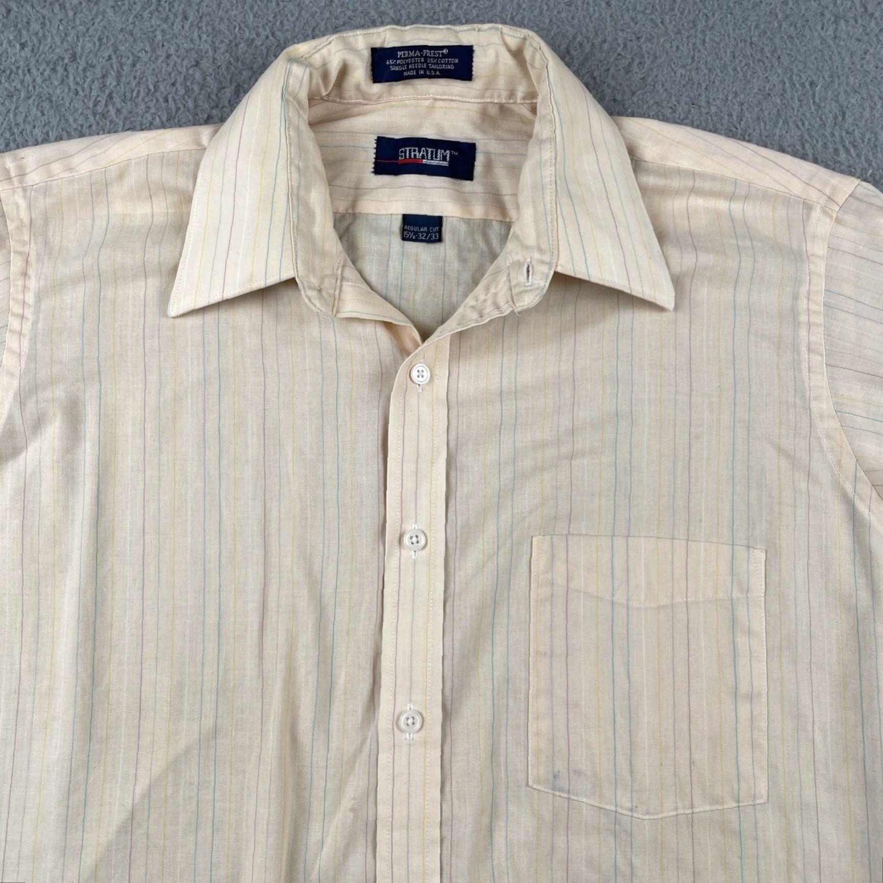 Vintage VINTAGE Stratum Perma Prest Long Sleeve Button Up Shirt 15.5 Large Made In USA Size US L / EU 52-54 / 3 - 2 Thumbnail