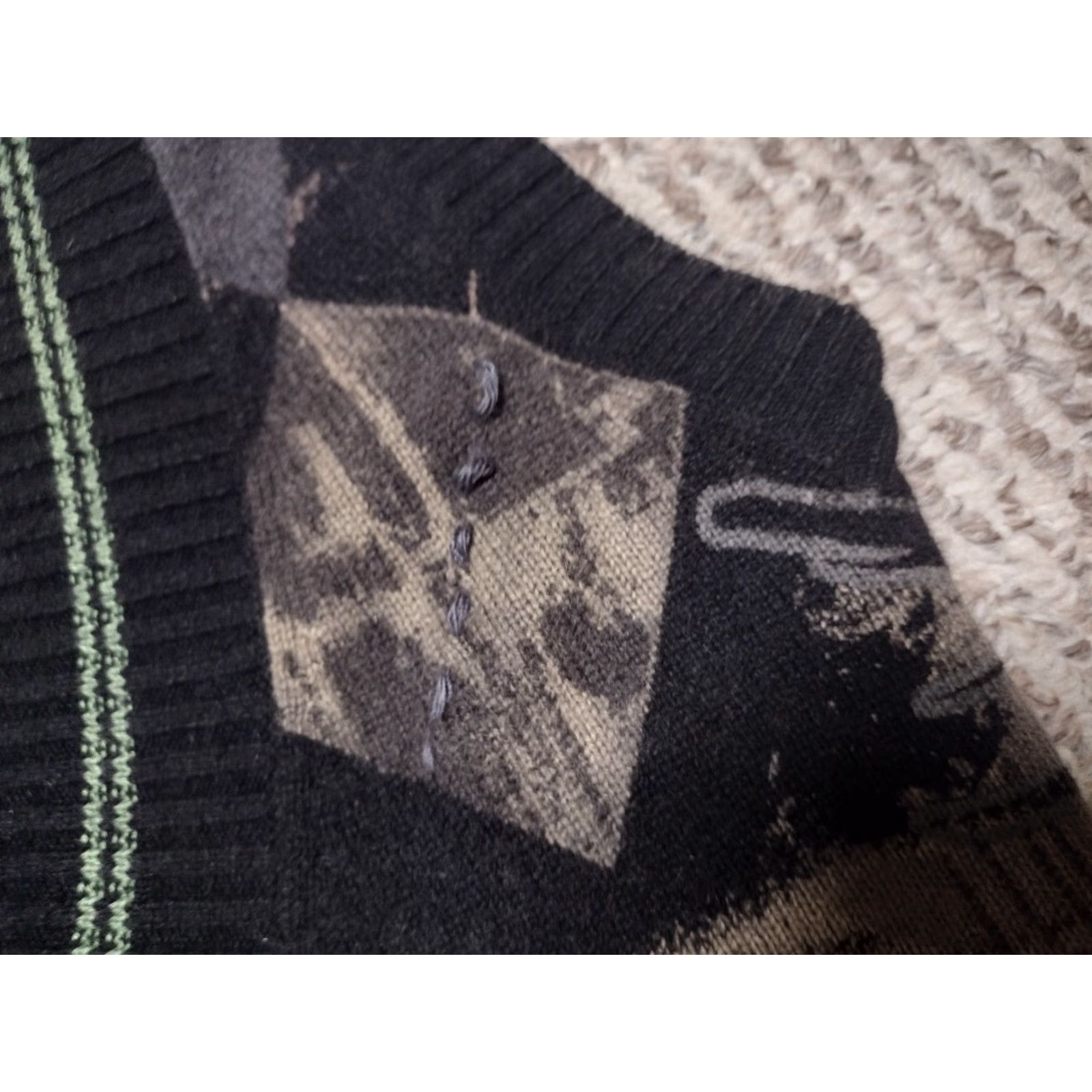 Affliction VINTAGE RAW 7 Cashmere Goth Punk Art Vest Raven Y2k Affliction Style - Women’s S Black Pullover Sweater Graphic Print Size M / US 6-8 / IT 42-44 - 3 Thumbnail