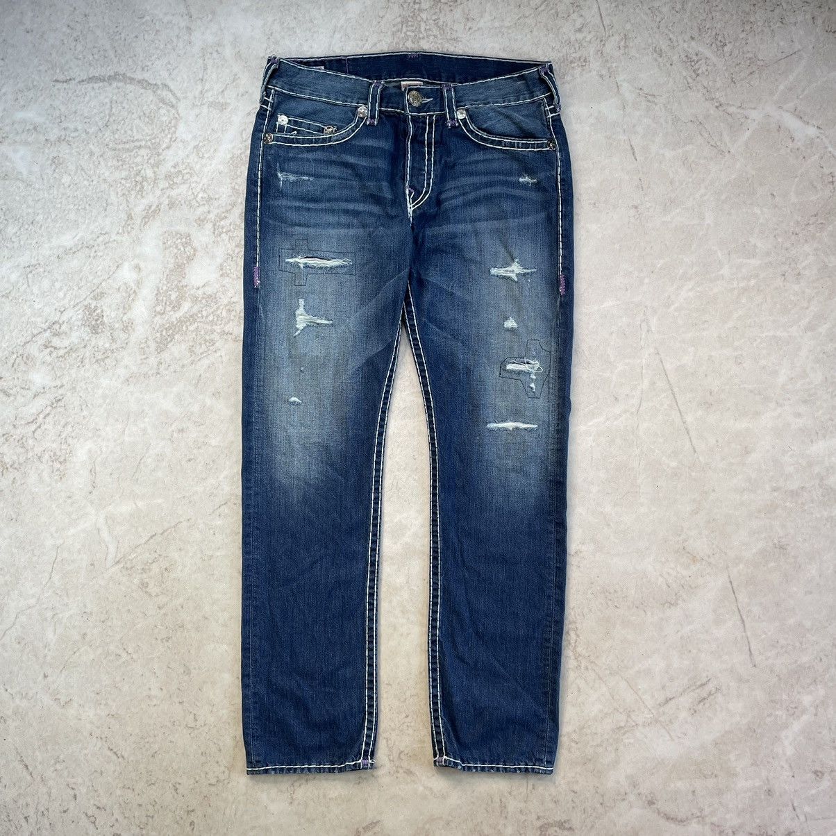 Japanese Brand × True Religion True Religion Baggy Y2K Distressed Chief Keef Wide Jeans Size US 36 / EU 52 - 2 Thumbnail