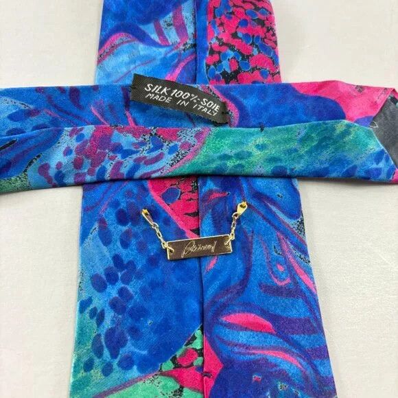 Brioni Brioni Blue / Pink Abstract Men's Tie 4" x 60" Size ONE SIZE - 3 Thumbnail