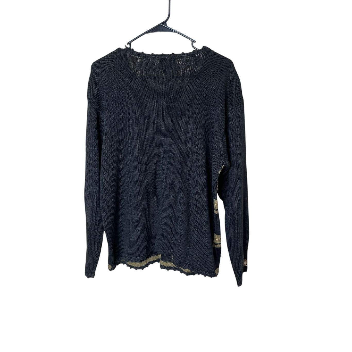 Other Vintage Jenny Black Gold Embroidered Paisley Leaf Sweater Si Size L / US 10 / IT 46 - 9 Thumbnail