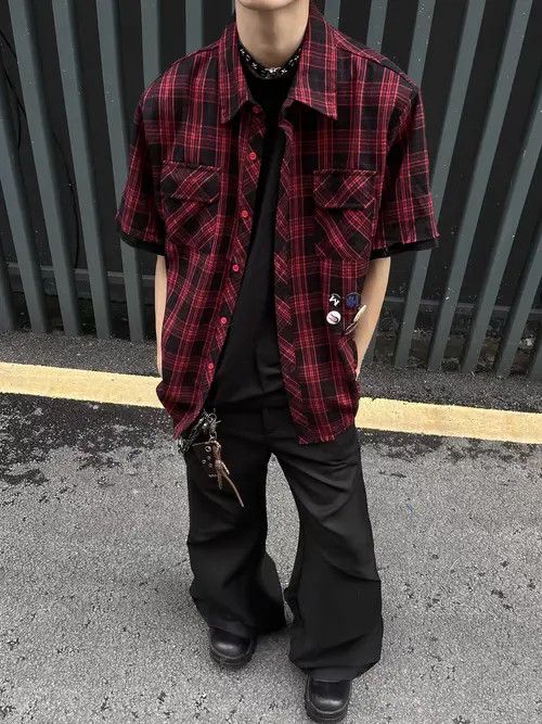 Japanese Brand Kotomi x Akane Red Plaid Loose Casual Plaid Shirt Size US S / EU 44-46 / 1 - 6 Thumbnail
