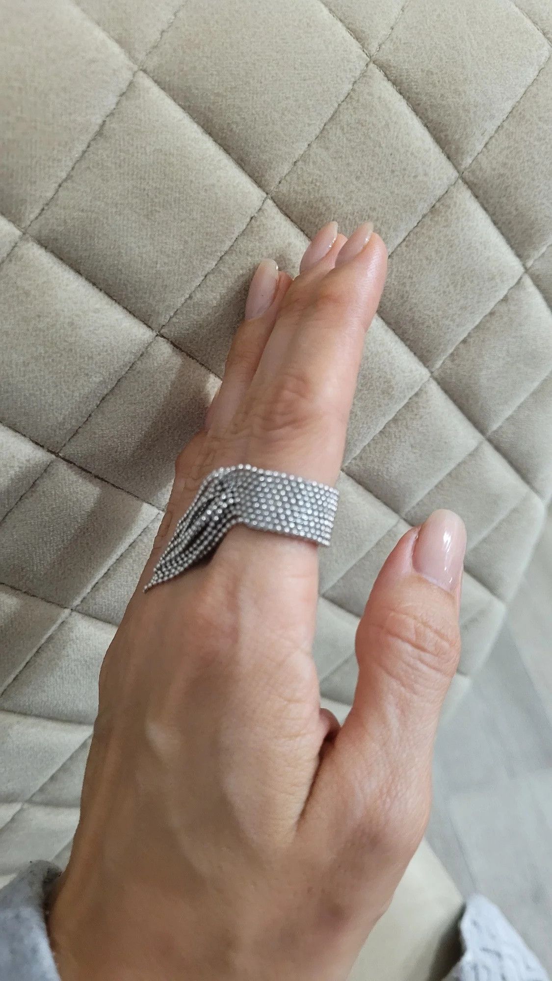 Jewelry Resizable 18K PVD Plated Stainless Steel Chain Tassel Ring Size ONE SIZE - 4 Thumbnail