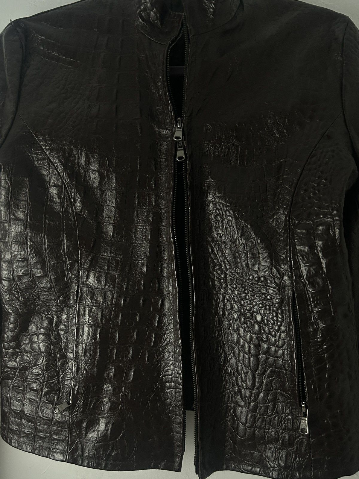 Vera Pelle VINTAGE VERA PELLA CROCODILE LEATHER JACKET Size L / US 10 / IT 46 - 4 Thumbnail