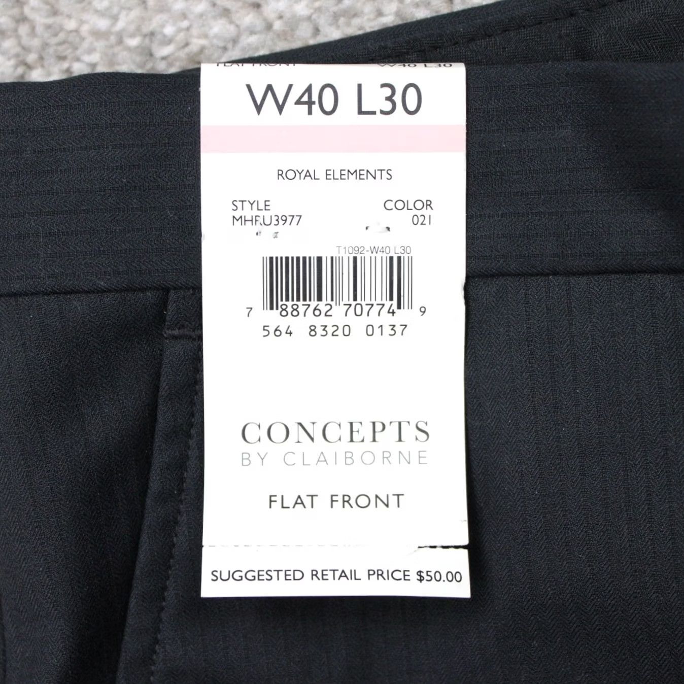 Liz Claiborne Claiborne Pants Mens 40x30 Gray Flat Front Dress Pants NWT Regular Inseam 30 Polyester Rayon Wool Front Type: Flat Front Mens Size US 40 / EU 56 - 5 Thumbnail