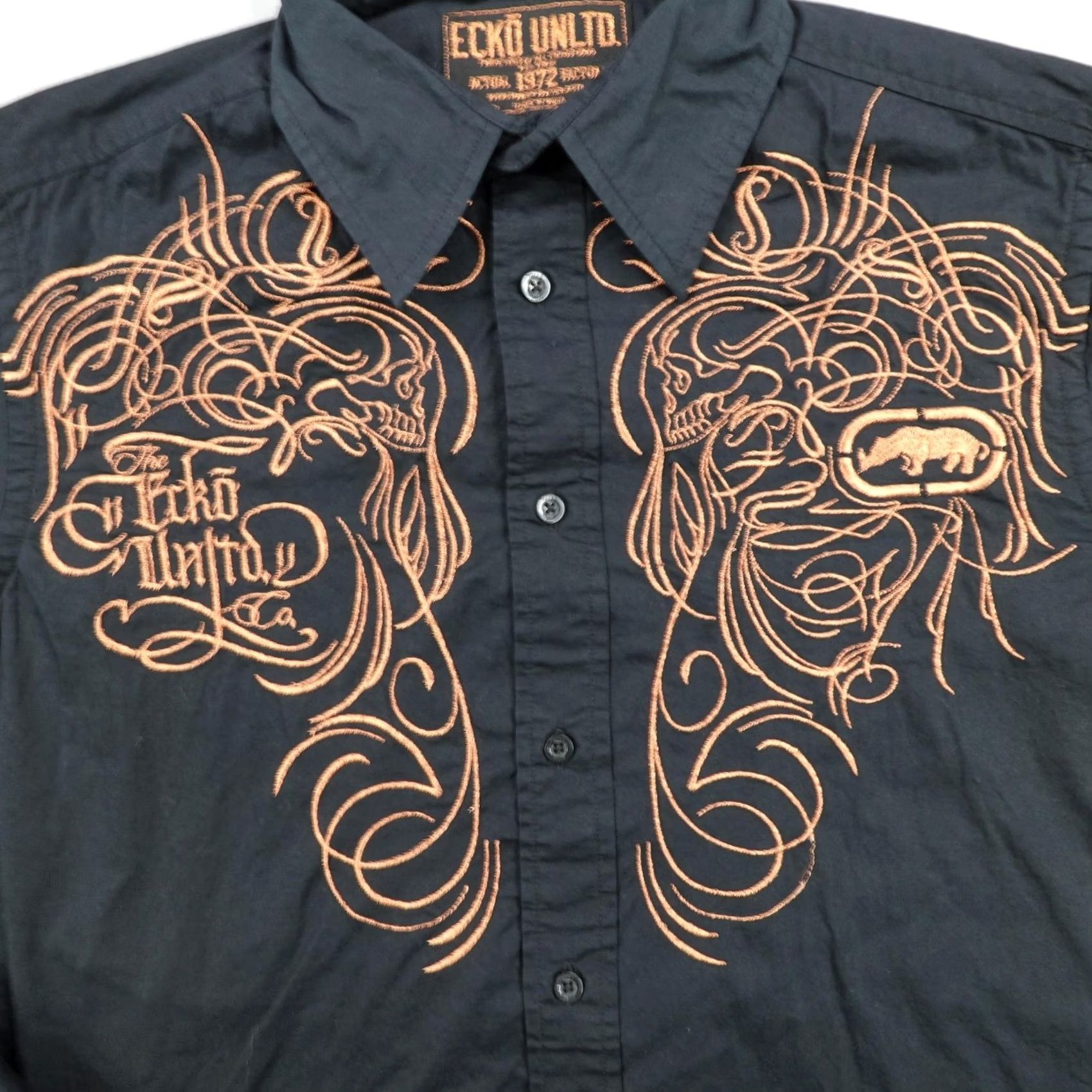 Ecko Unltd. VINTAGE Ecko Unltd Shirt Mens Large Black Embroidered French Flip Cuffs Tribal Y2K NEW Size US L / EU 52-54 / 3 - 3 Thumbnail