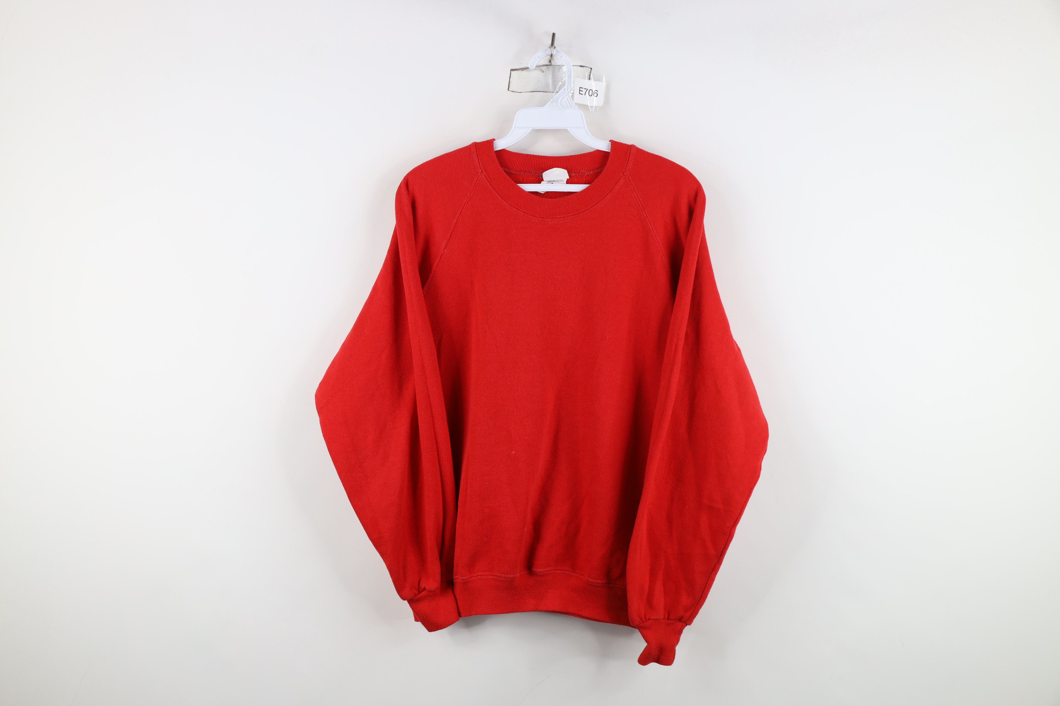 Vintage Vintage 70s Streetwear Blank Raglan Sweatshirt Red USA Size L / US 10 / IT 46 - 1 Thumbnail
