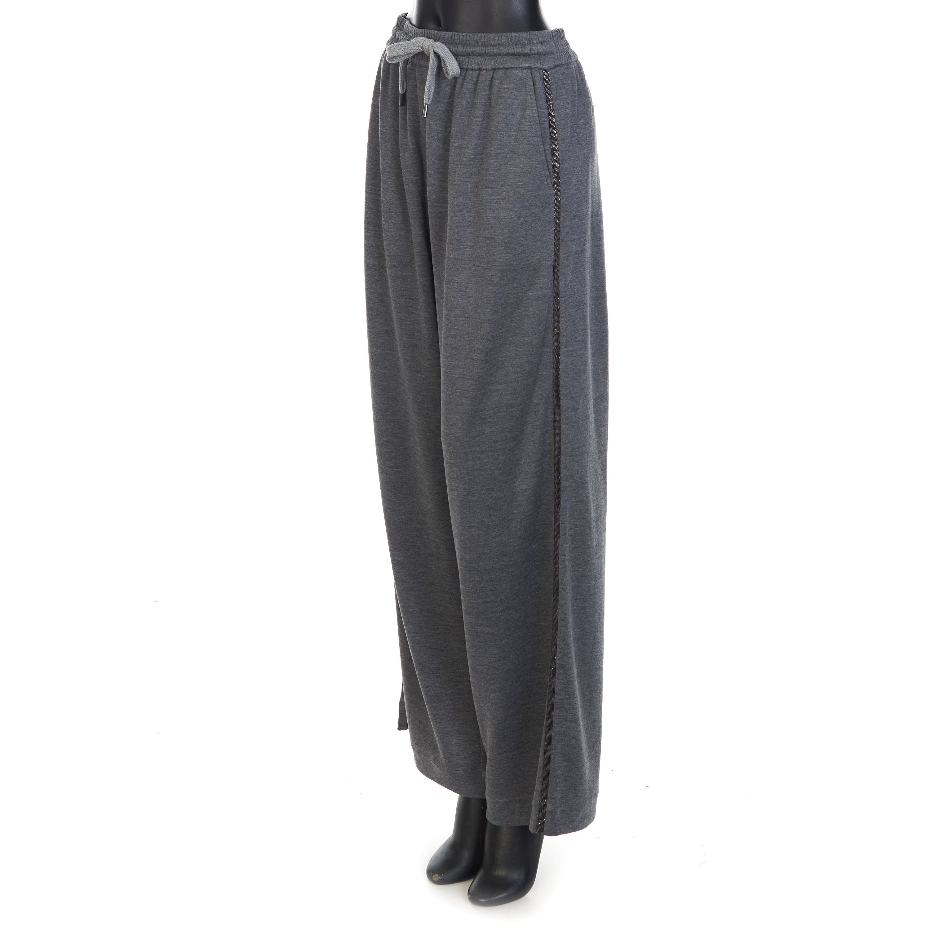 Brunello Cucinelli Gray Comfort Interlock Wide Trousers Size S Size 27" / US 4 / IT 40 - 2 Thumbnail