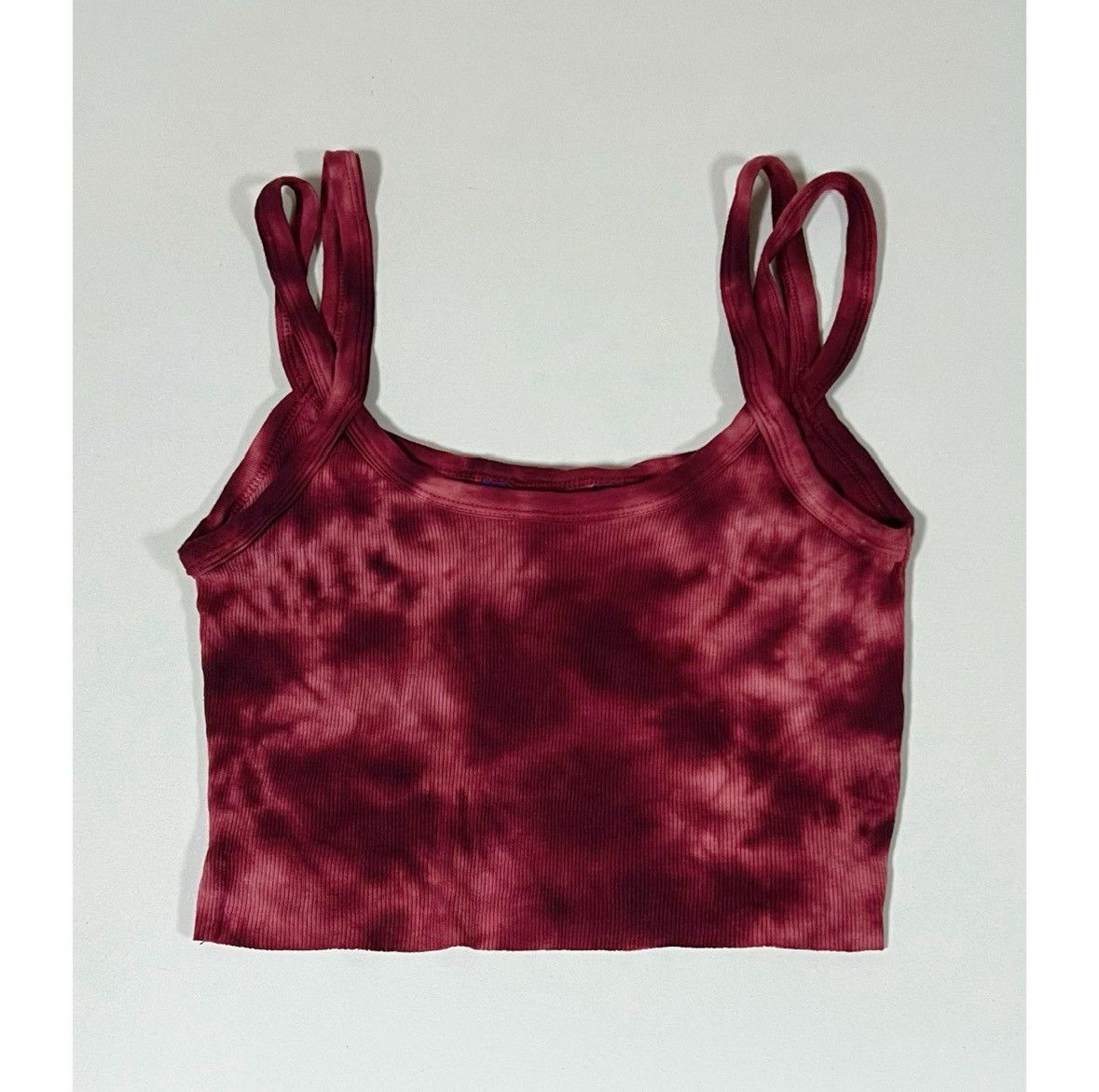 Japanese Brand Miley Cyrus Max Azria Red Tie Dye Crop Top Shirt Size L ♥️✨ Size L / US 10 / IT 46 - 2 Thumbnail