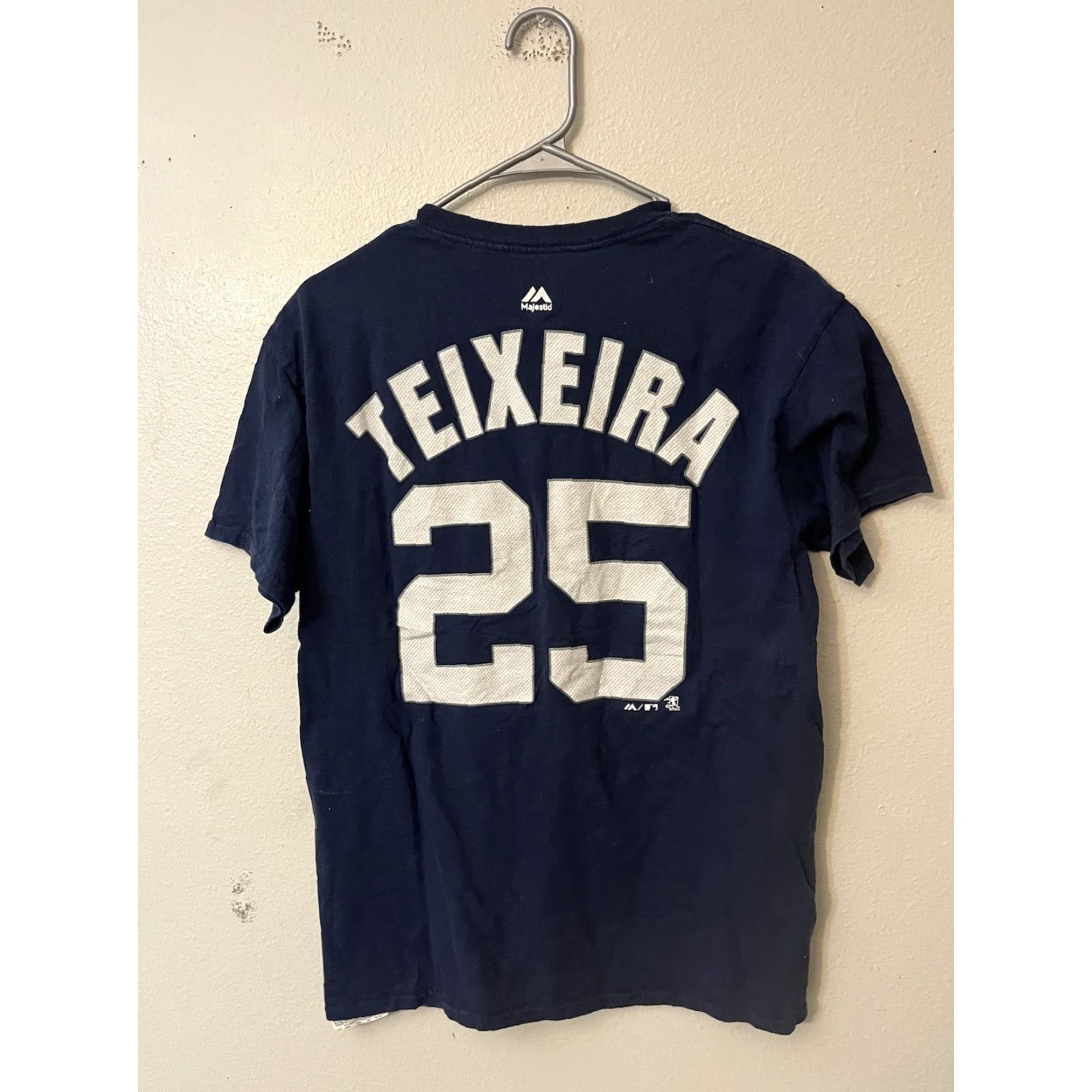 Vintage Majestic New York Yankees Mens Mark Teixeira Shirt M Blue Short Sleeve T-Shirt Size US M / EU 48-50 / 2 - 3 Thumbnail