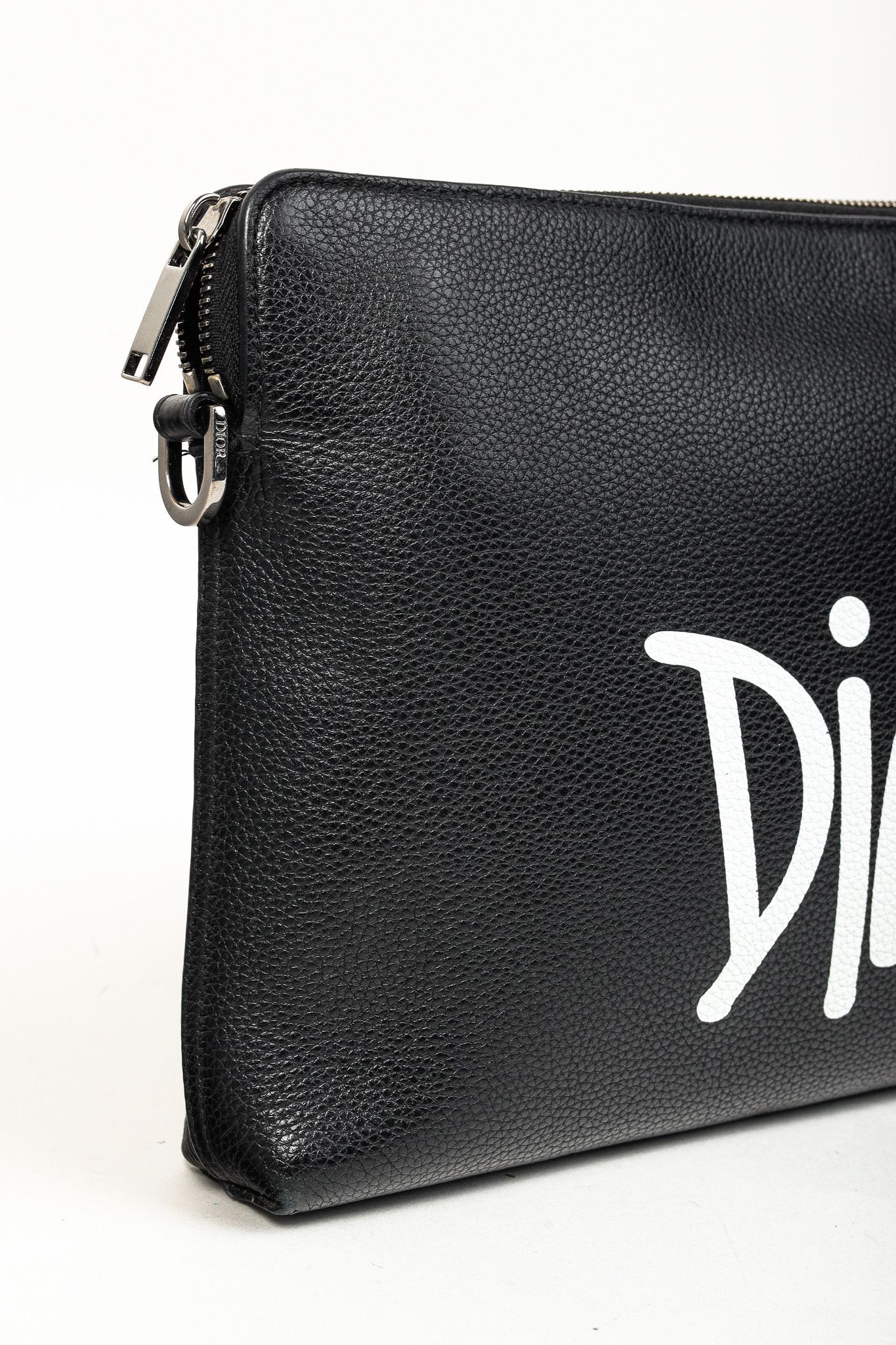 Dior × Stussy Dior X Shawn Stussy AW/20 Black Pebbled Leather Large Clutch Size ONE SIZE - 6 Thumbnail