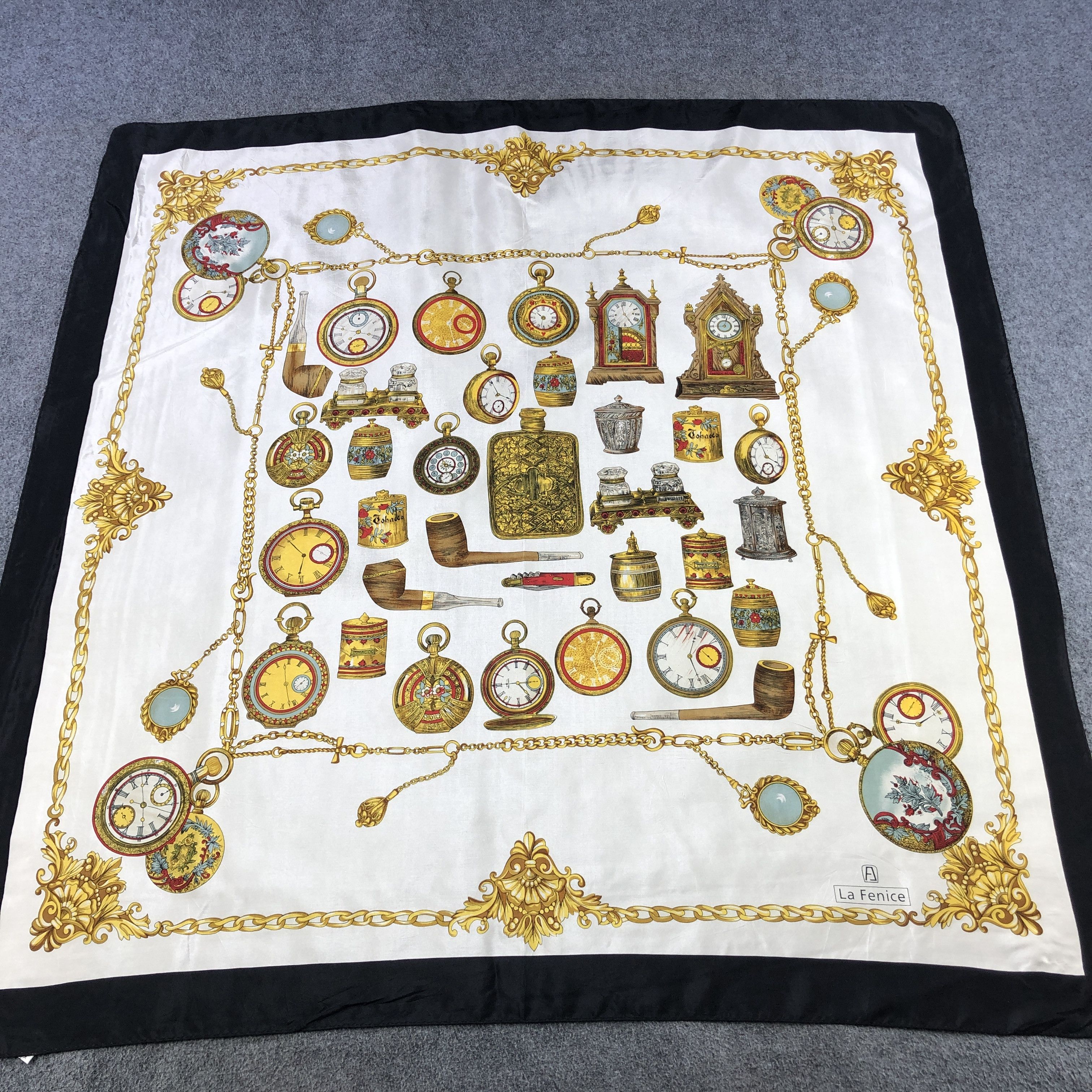 Vintage La Fenice Luxury Silk Scarf M1085 Size ONE SIZE - 2 Thumbnail