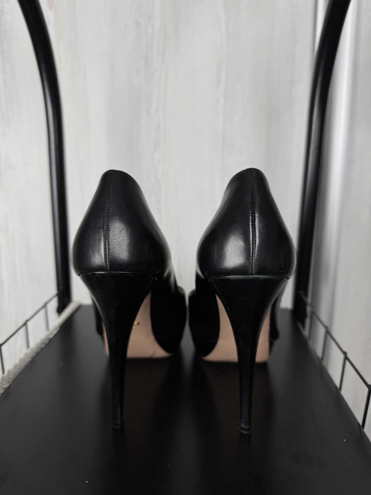 Prada PRADA Leather Platform Pumps Black sz 41 Size US 11 / IT 41 - 11 Thumbnail