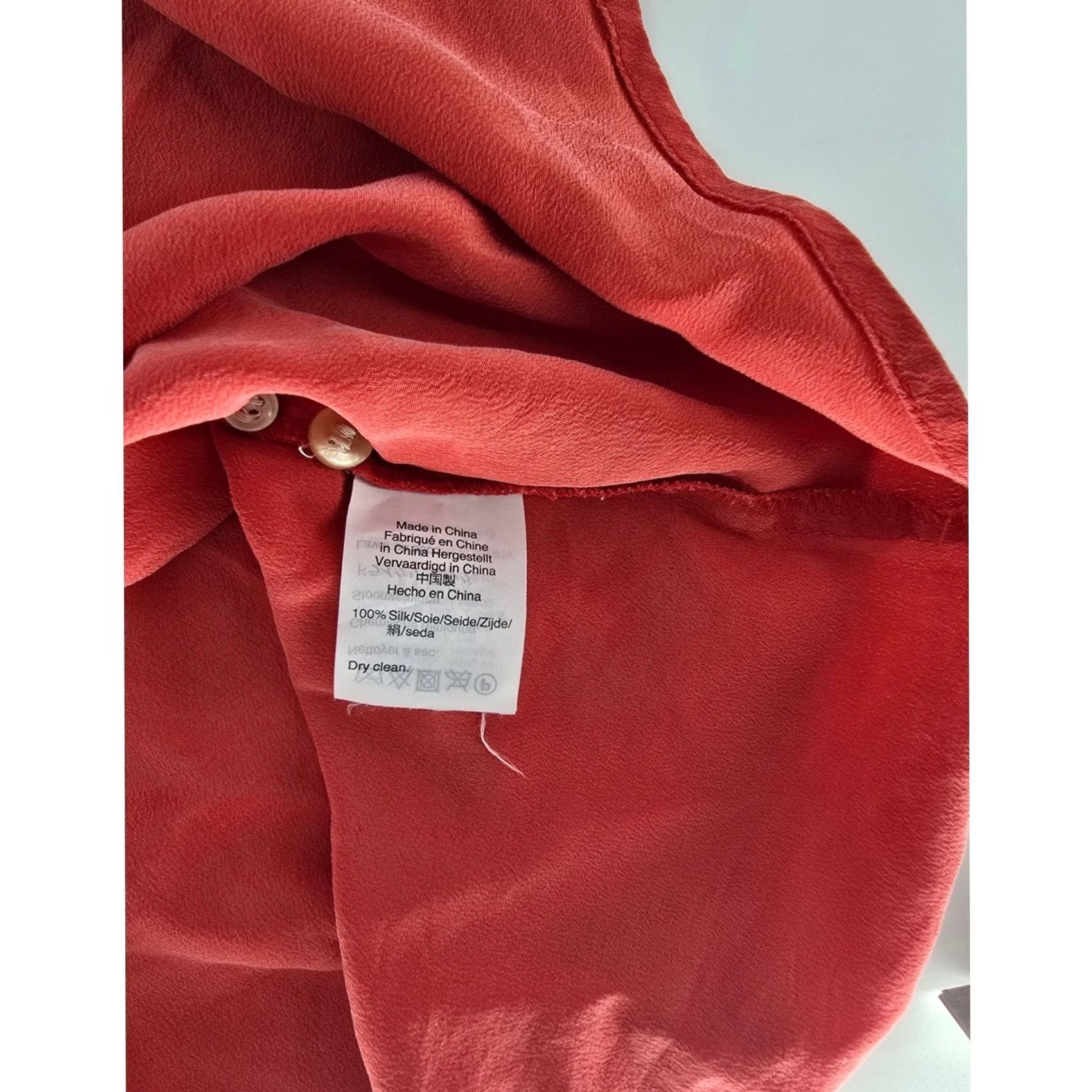 J.Crew Womens J.Crew Silk Red Button Up Blouse Classic Long Sleeve 12 Hidden Placket Size XL / US 12-14 / IT 48-50 - 4 Thumbnail