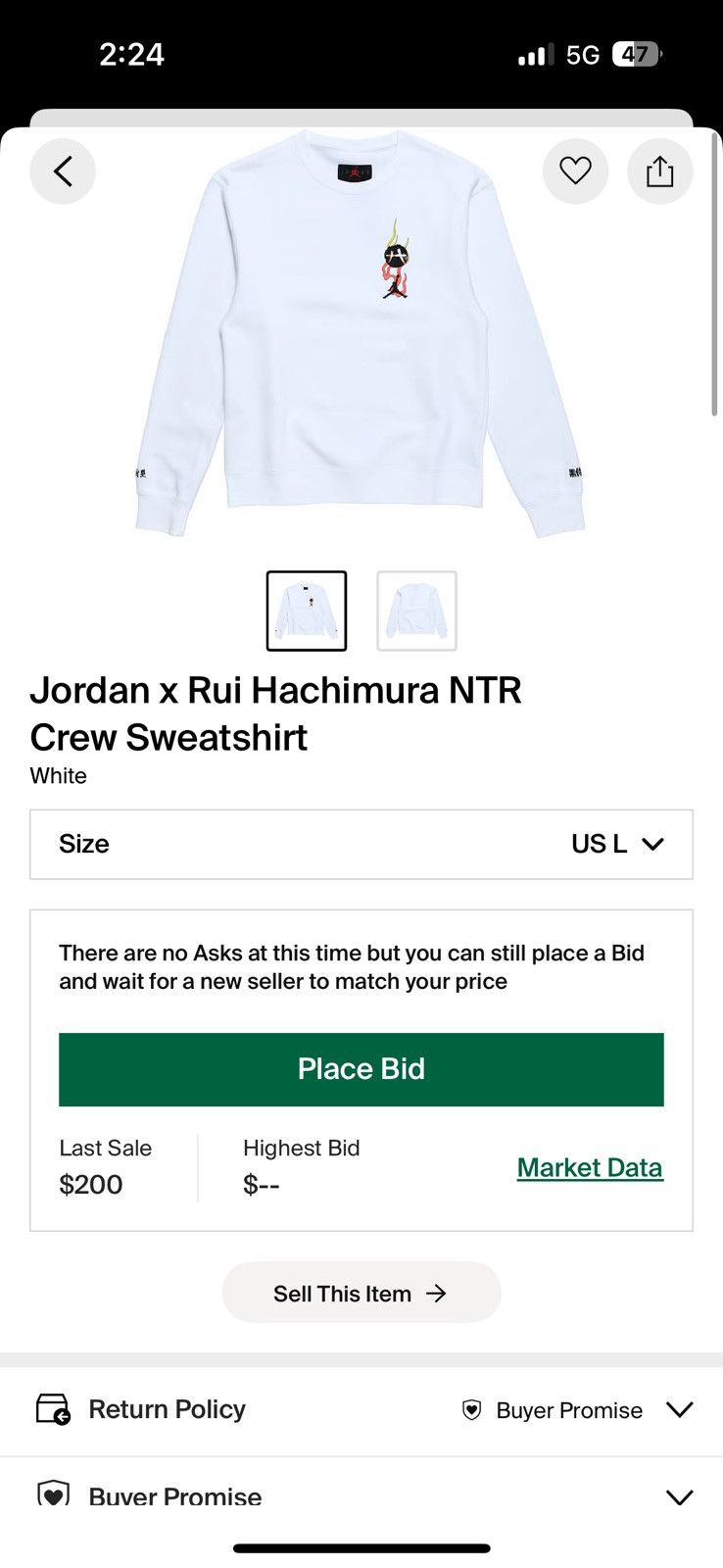 Jordan Brand Jordan x Rui Hachimura NTR Crew Sweatshirt Size US L / EU 52-54 / 3 - 3 Thumbnail