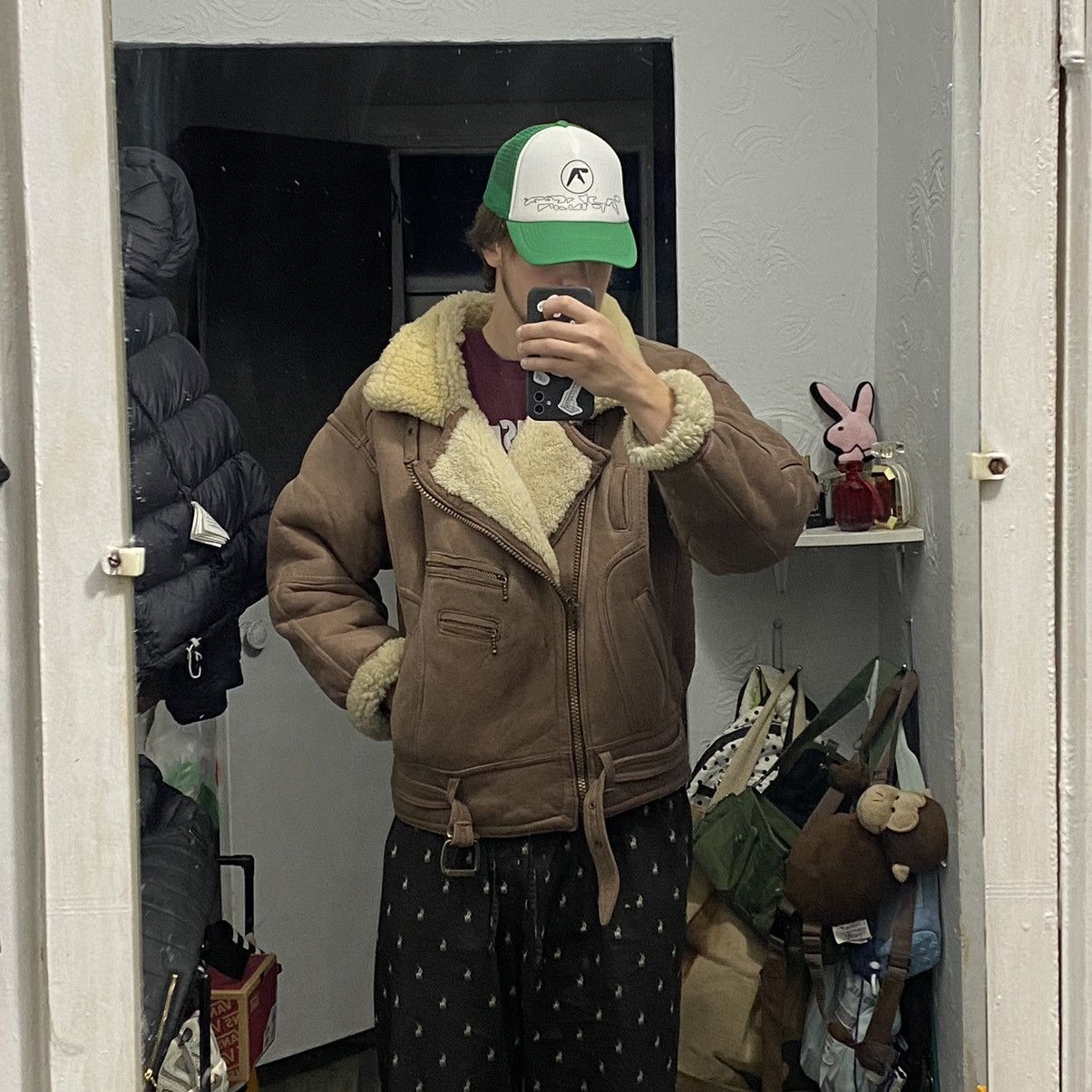 Leather RARE ISLAND REPUBLIC 90s HEAVY LEATHER SHERPA AVIATOR JACKET Size US L / EU 52-54 / 3 - 2 Thumbnail