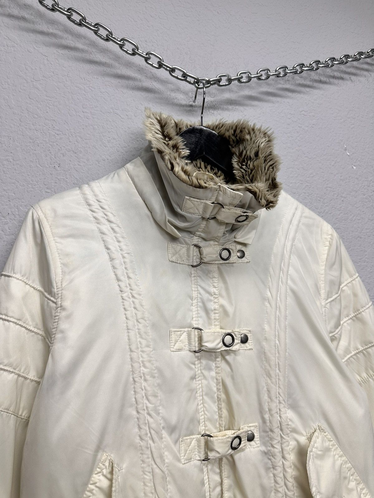 Le Grande Bleu (L.G.B.) Vintage Army Military Fur Hood Jacket Y2K Utility Cropped Size M / US 6-8 / IT 42-44 - 9 Thumbnail